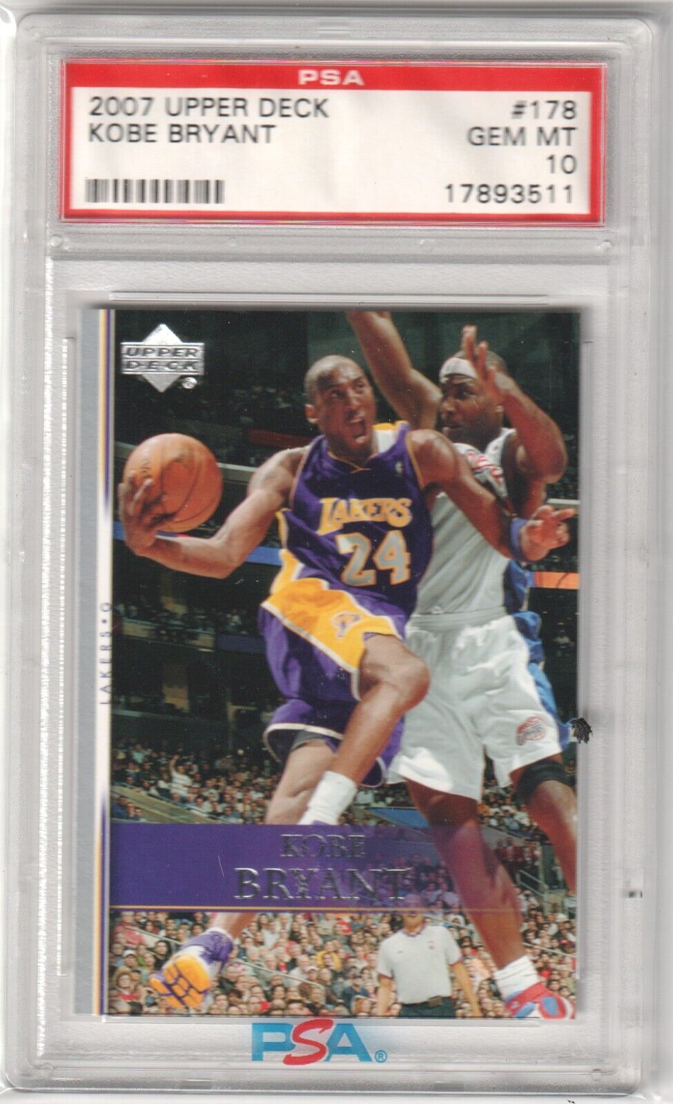 KOBE BRYANT 2007 - 08 Upper Deck #178 Graded PSA 10 GEM MINT - LAKERS - Columbia Hobby - Sports Card Boxes - Toploaders - Card Savers