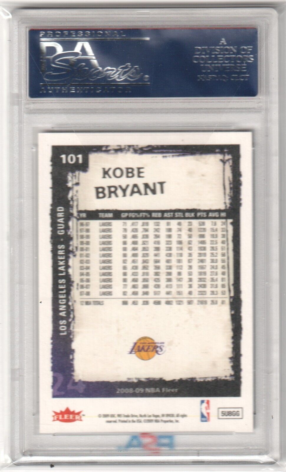 KOBE BRYANT 2008 - 09 Fleer #101 Graded PSA 10 GEM MINT - LAKERS - Columbia Hobby - Sports Card Boxes - Toploaders - Card Savers