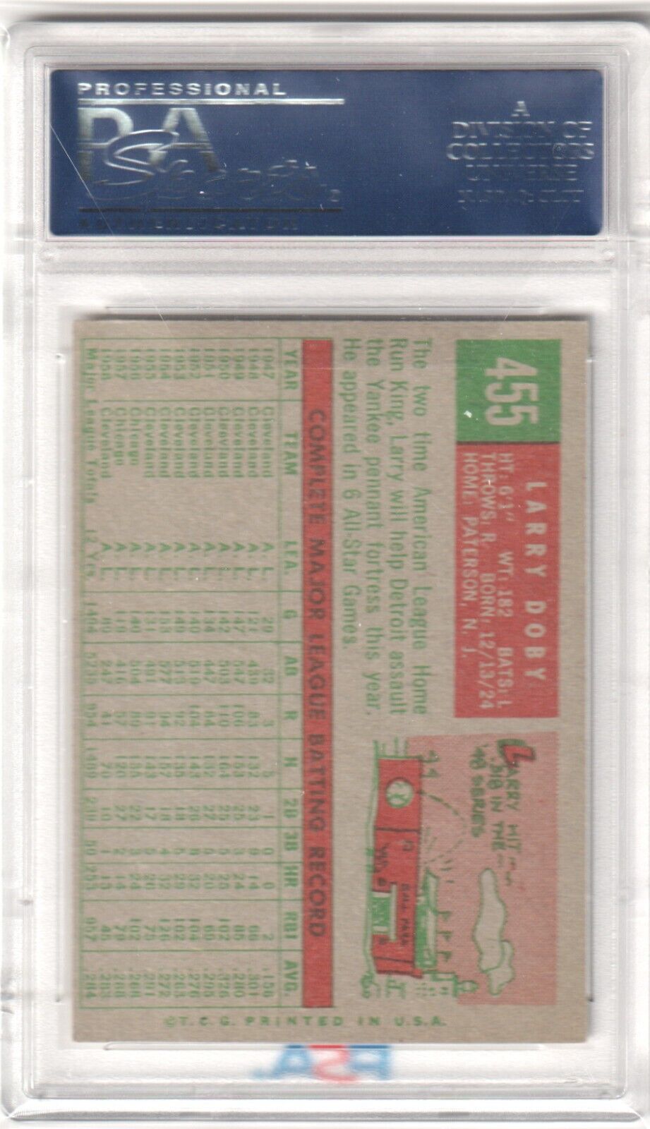 LARRY DOBY 1959 Topps #455 PSA 6 EX - MT - TIGERS - Columbia Hobby - Sports Card Boxes - Toploaders - Card Savers