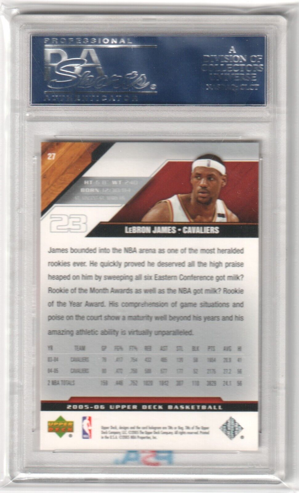 LEBRON JAMES 2005 - 06 Upper Deck #27 PSA 10 GEM MINT - LAKERS - Columbia Hobby - Sports Card Boxes - Toploaders - Card Savers