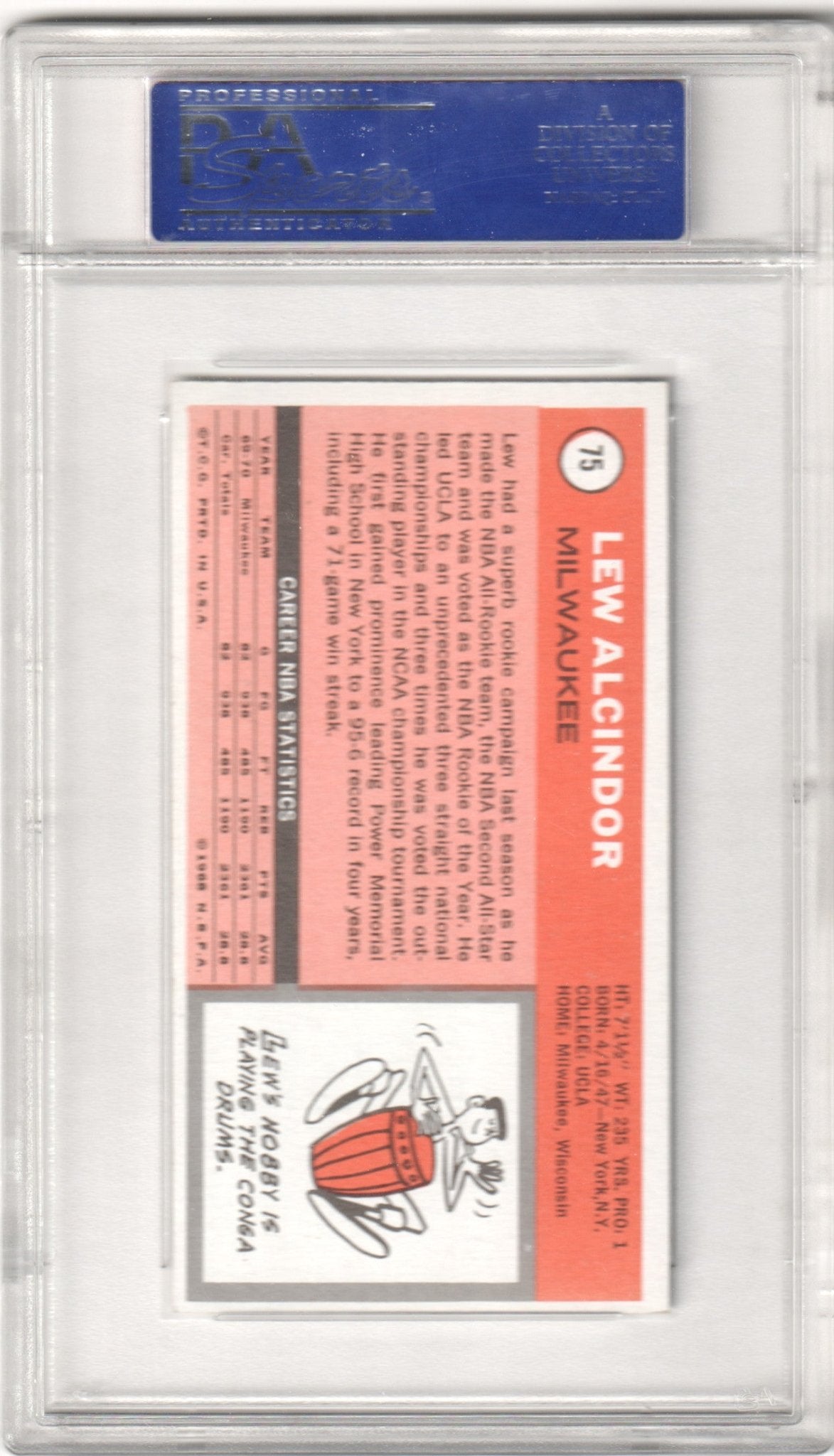 LEW ALCINDOR KAREEM ABDUL - JABBAR 1970 Topps #75 PSA 8 NM - MT - Columbia Hobby - Sports Card Boxes - Toploaders - Card Savers