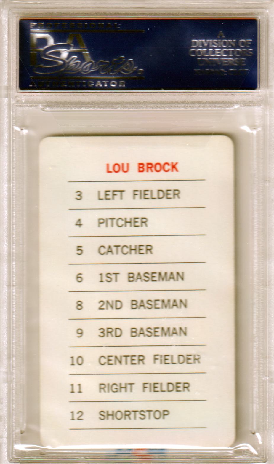 LOU BROCK 1970 Milton Bradley PSA 9 MINT - CARDINALS - Columbia Hobby - Sports Card Boxes - Toploaders - Card Savers