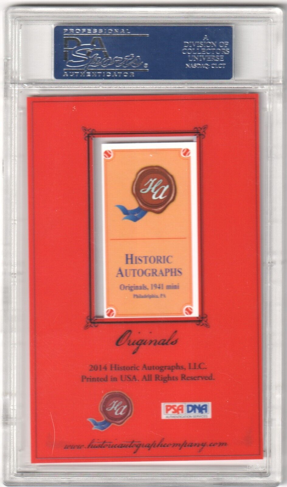LOU BROCK 2014 HA Originals Autograph Auto 1941 Mini PSA 9 MINT - CARDINALS - Columbia Hobby - Sports Card Boxes - Toploaders - Card Savers