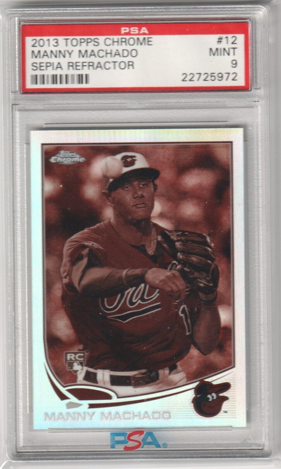 MANNY MACHADO 2013 Topps Chrome Sepia Refractor Rookie RC SP #/75 PSA 9 MINT - Columbia Hobby - Sports Card Boxes - Toploaders - Card Savers