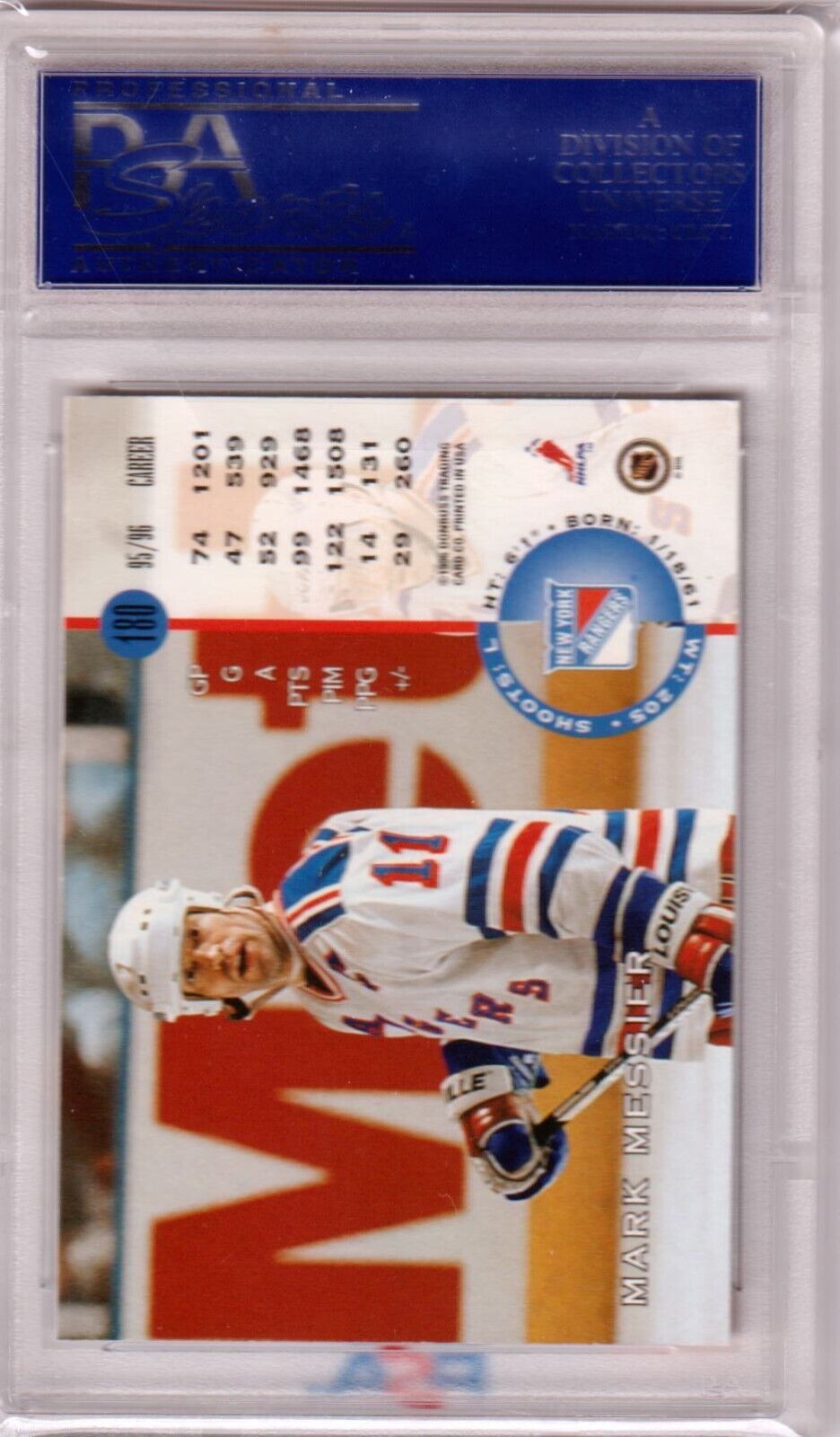 MARK MESSIER 1996 Leaf #180 PSA 10 GEM MINT - RANGERS POP 1 - Columbia Hobby - Sports Card Boxes - Toploaders - Card Savers