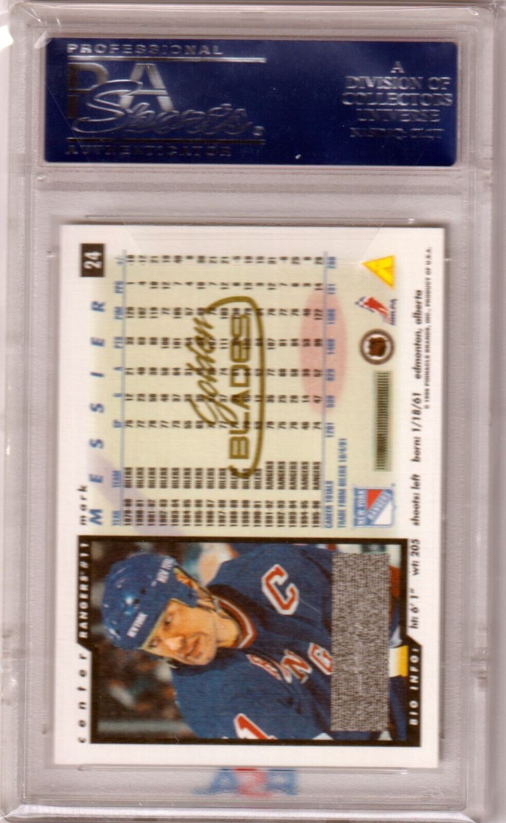 MARK MESSIER 1996 Score Golden Blades #34 PSA 10 GEM MINT - RANGERS POP 1 - Columbia Hobby - Sports Card Boxes - Toploaders - Card Savers