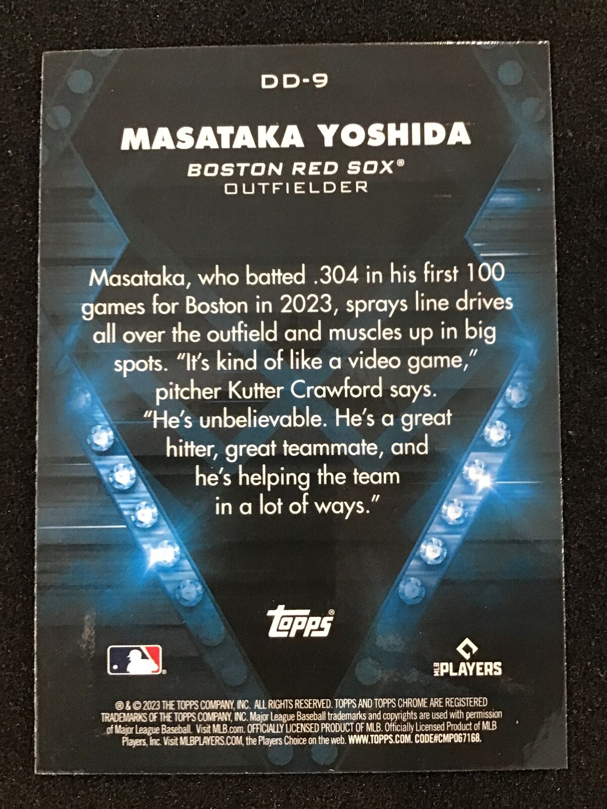 Masataka Yoshida 2023 Topps Chrome RC Diamond Dominance #DD - 9 Rex Sox - Columbia Hobby - Sports Card Boxes - Toploaders - Card Savers