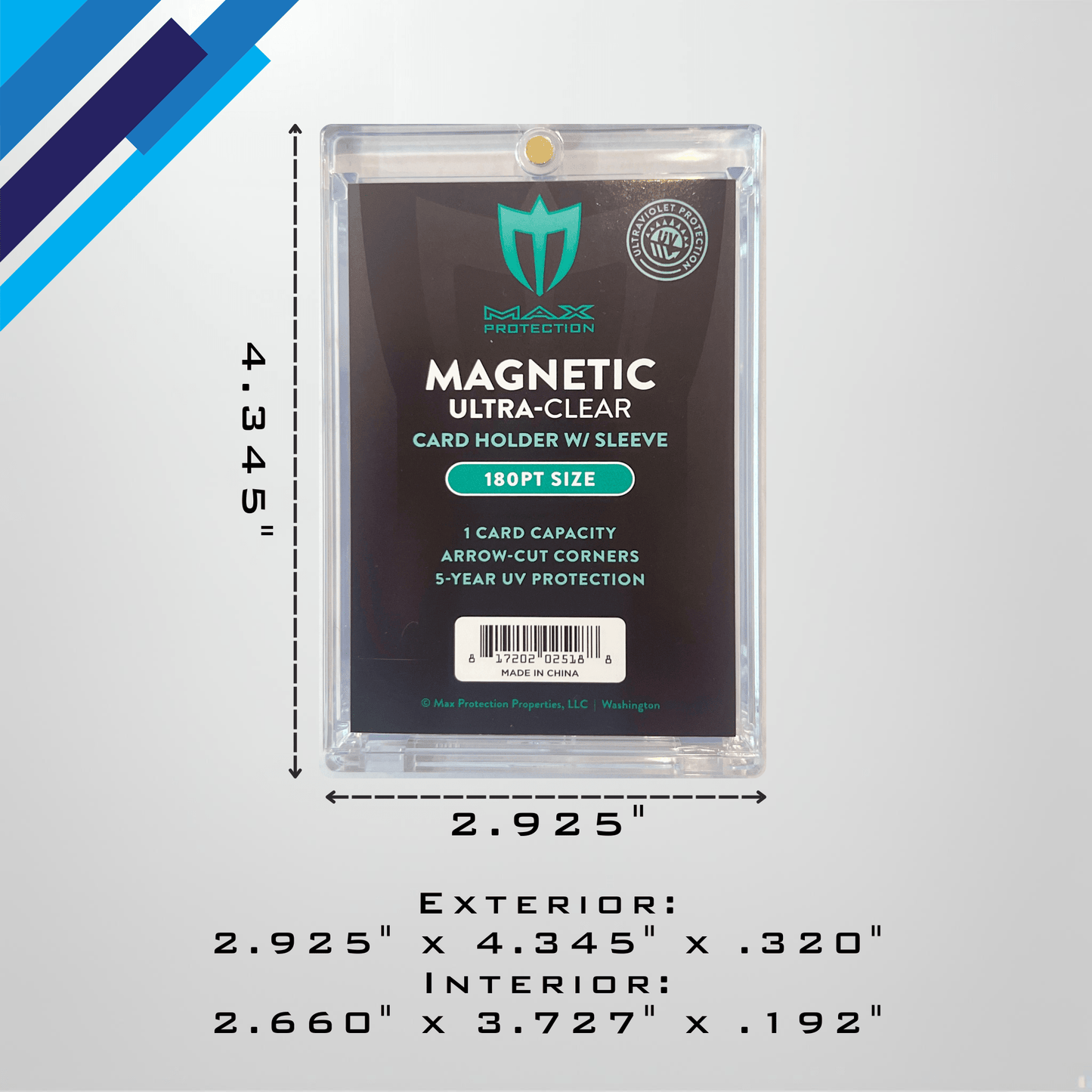 Max Pro Ultra Clear Magnetic Card Holder 180pt w/Sleeve Size - Columbia Hobby - Sports Card Boxes - Toploaders - Card Savers