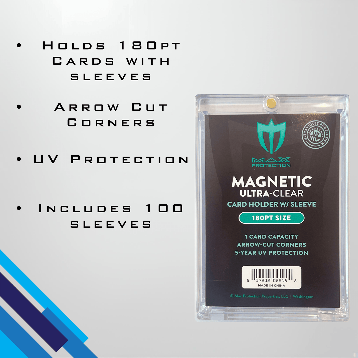 Max Pro Ultra Clear Magnetic Card Holder 180pt w/Sleeve Size - Columbia Hobby - Sports Card Boxes - Toploaders - Card Savers