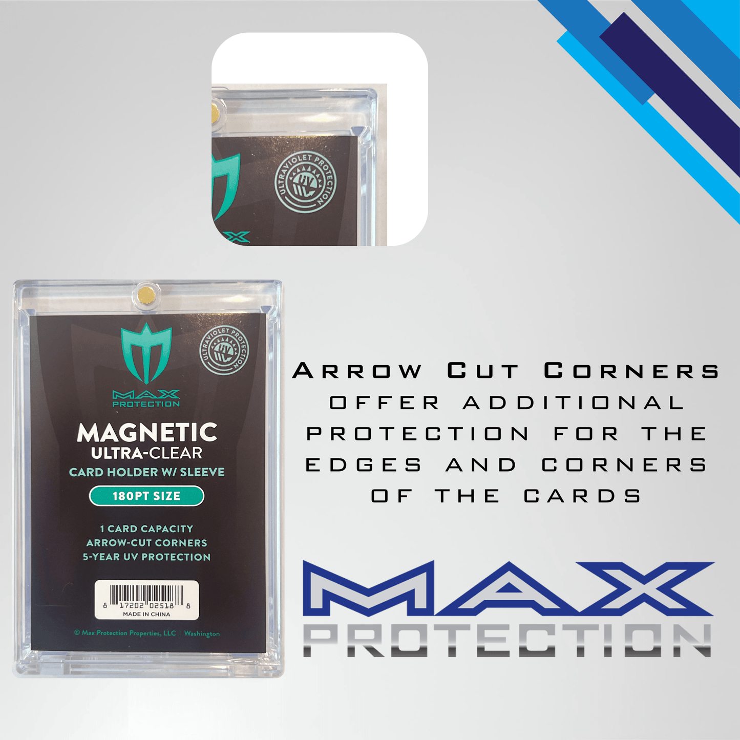 Max Pro Ultra Clear Magnetic Card Holder 180pt w/Sleeve Size - Columbia Hobby - Sports Card Boxes - Toploaders - Card Savers