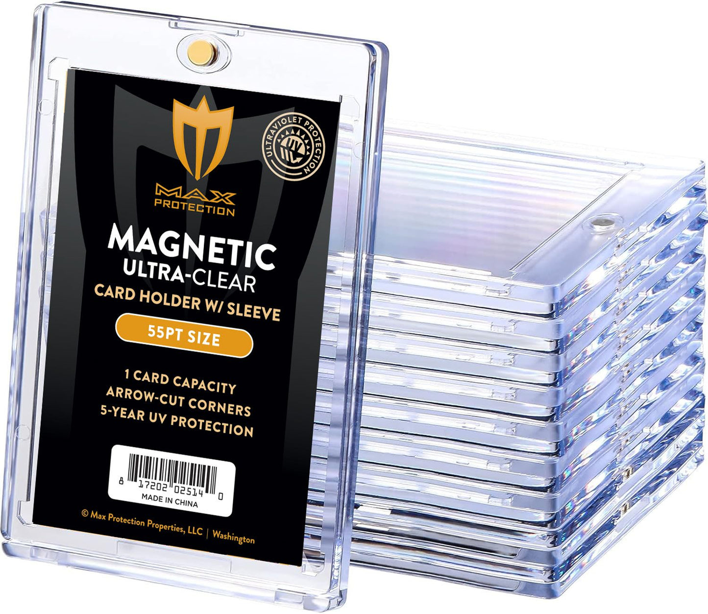Max Pro Ultra Clear Magnetic Card Holder 55pt w/Sleeve Size - Columbia Hobby - Sports Card Boxes - Toploaders - Card Savers