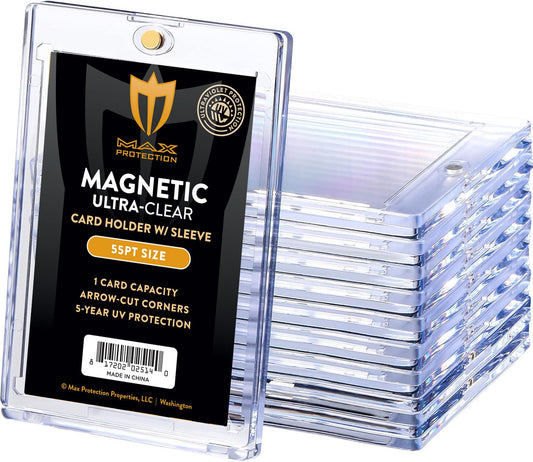Max Pro Ultra Clear Magnetic Card Holder 55pt w/Sleeve Size - Columbia Hobby - Sports Card Boxes - Toploaders - Card Savers