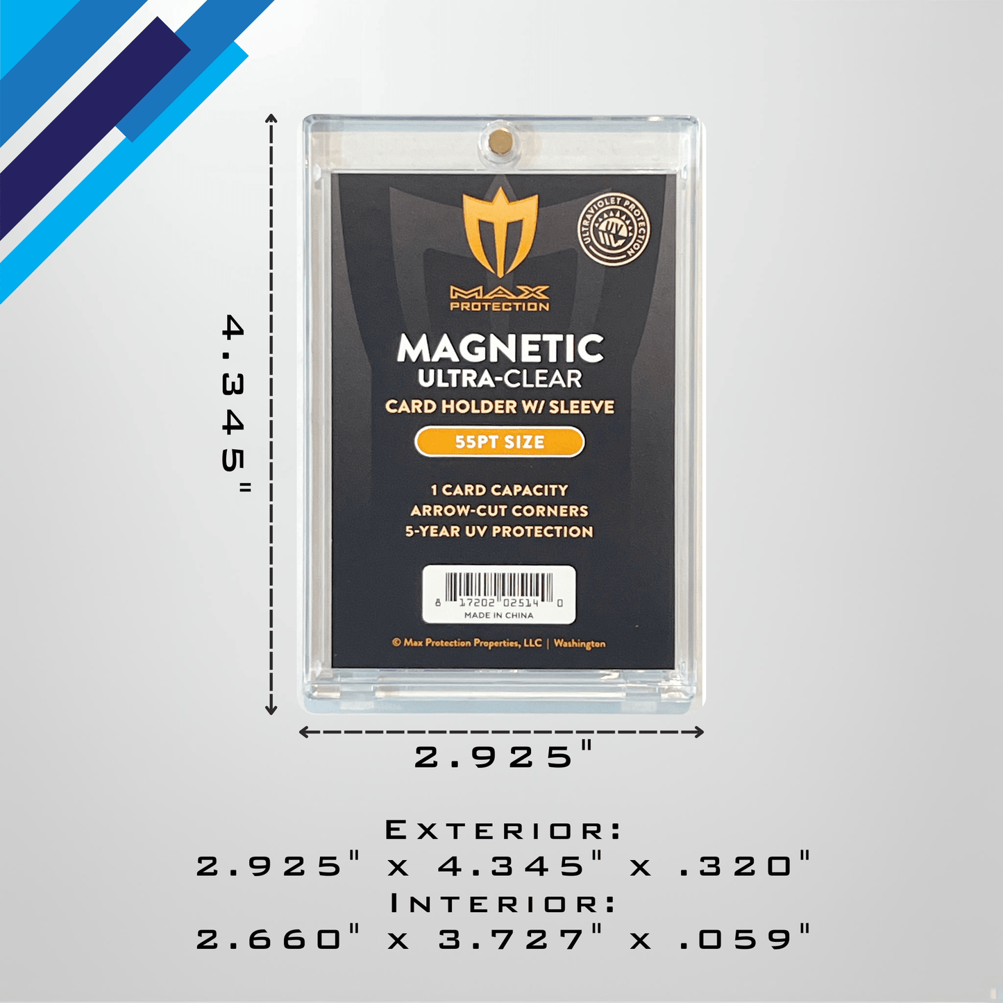 Max Pro Ultra Clear Magnetic Card Holder 55pt w/Sleeve Size - Columbia Hobby - Sports Card Boxes - Toploaders - Card Savers