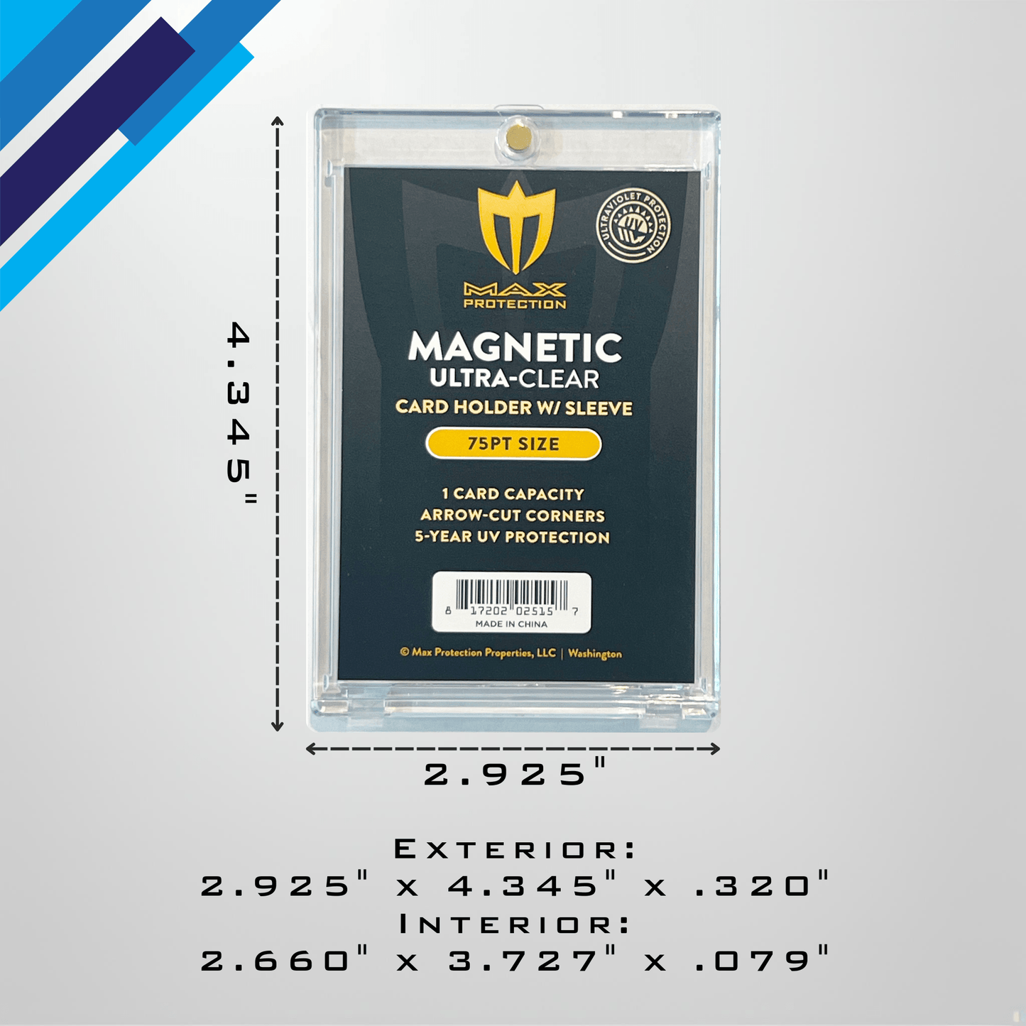 Max Pro Ultra Clear Magnetic Card Holder 75pt w/Sleeve Size - Columbia Hobby - Sports Card Boxes - Toploaders - Card Savers
