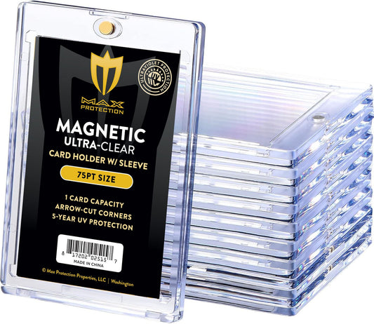 Max Pro Ultra Clear Magnetic Card Holder 75pt w/Sleeve Size - Columbia Hobby - Sports Card Boxes - Toploaders - Card Savers