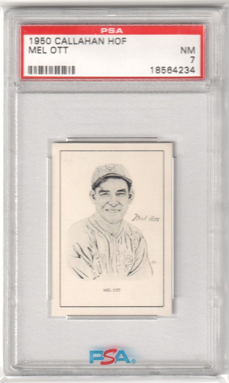 MEL OTT 1950 Callahan Hall of Fame HOF PSA 7 NM - GIANTS - Columbia Hobby - Sports Card Boxes - Toploaders - Card Savers
