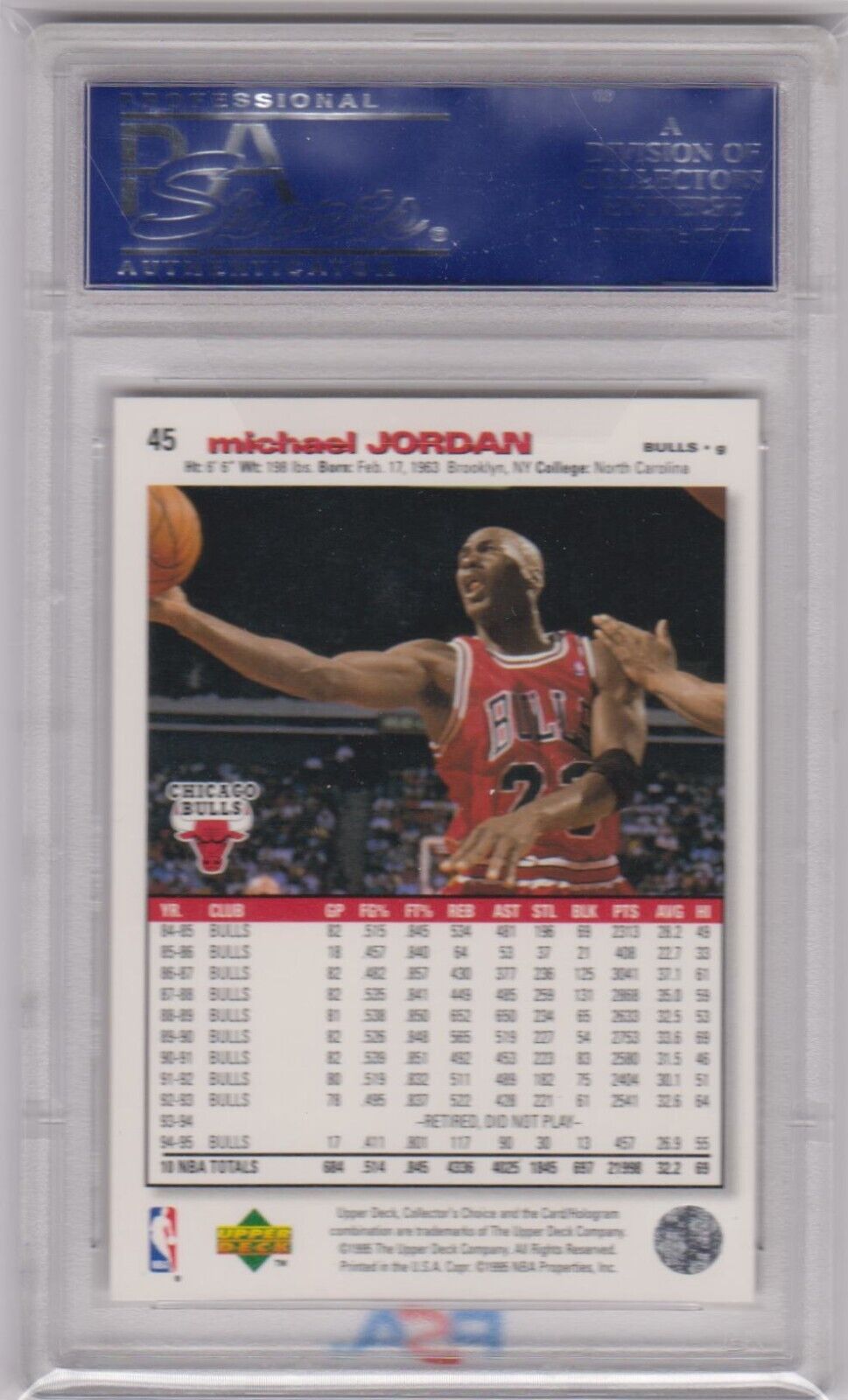 MICHAEL JORDAN 1995 Upper Deck Collector's Choice #45 PSA 10 GEM MINT - BULLS - Columbia Hobby - Sports Card Boxes - Toploaders - Card Savers
