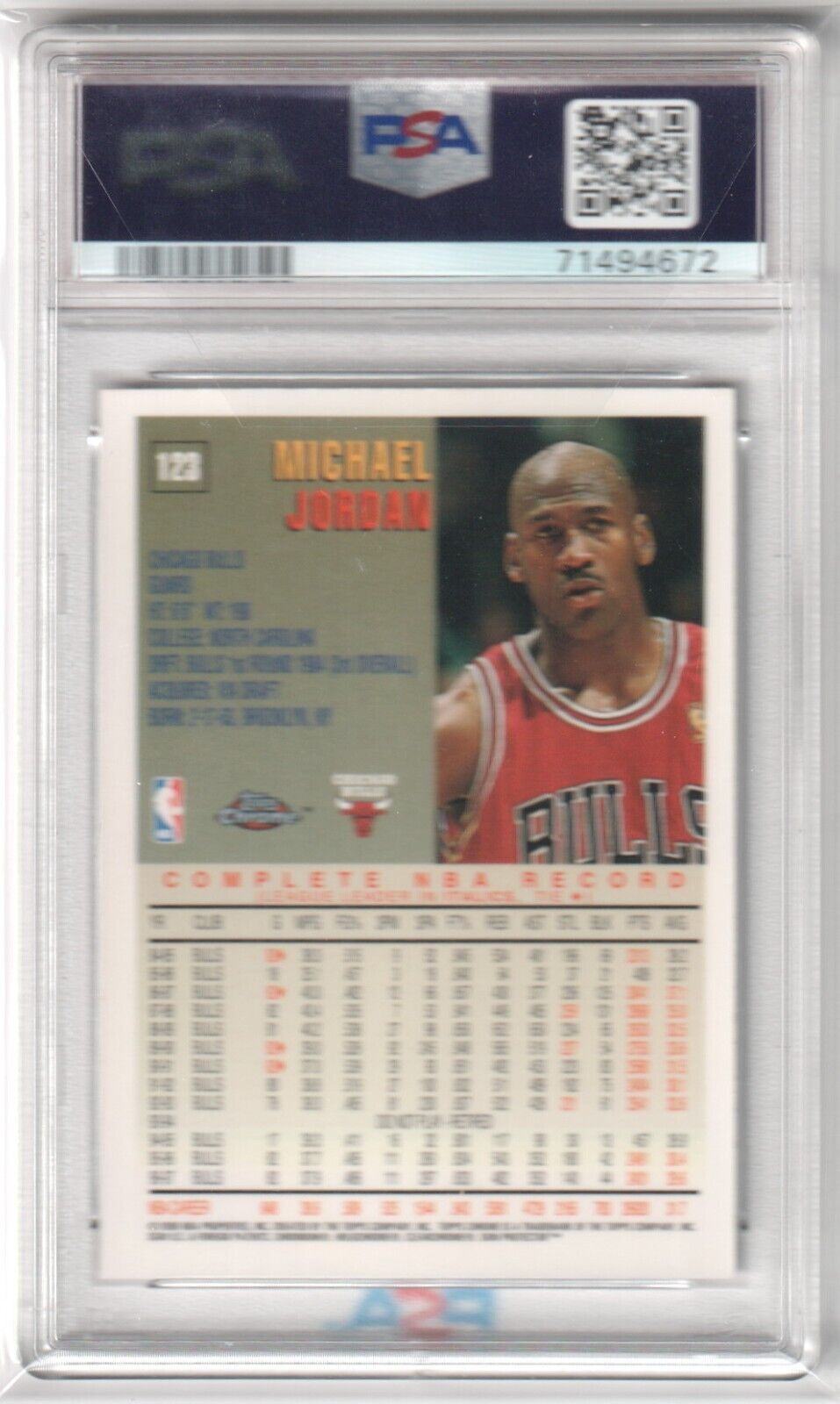 MICHAEL JORDAN 1997 - 98 Topps Chrome #123 PSA 8 NM - MT - BULLS - Columbia Hobby - Sports Card Boxes - Toploaders - Card Savers