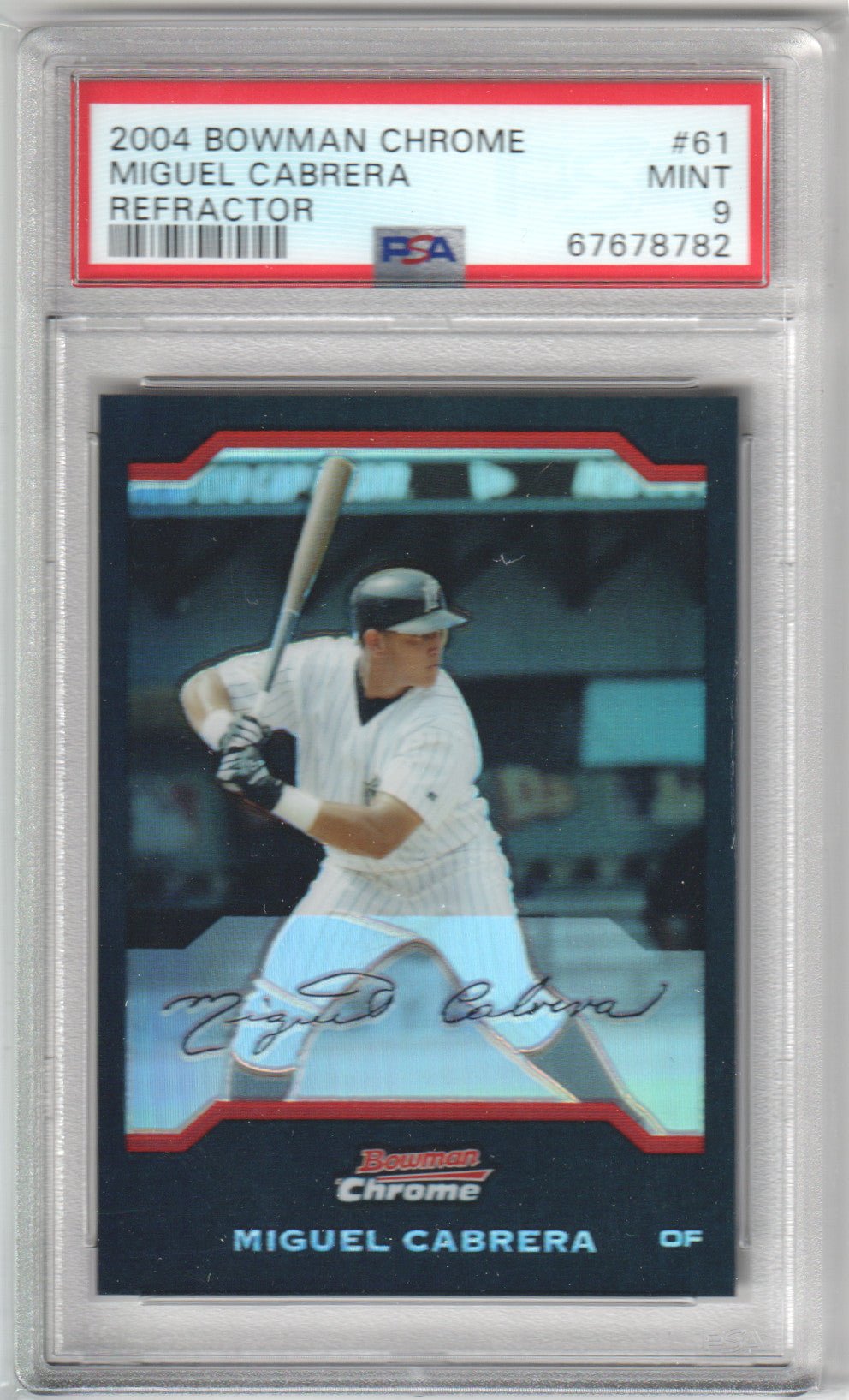 MIGUEL CABRERA 2004 Bowman Chrome #61 Refractor PSA 9 MINT - TIGERS Pop 9 - Columbia Hobby - Sports Card Boxes - Toploaders - Card Savers