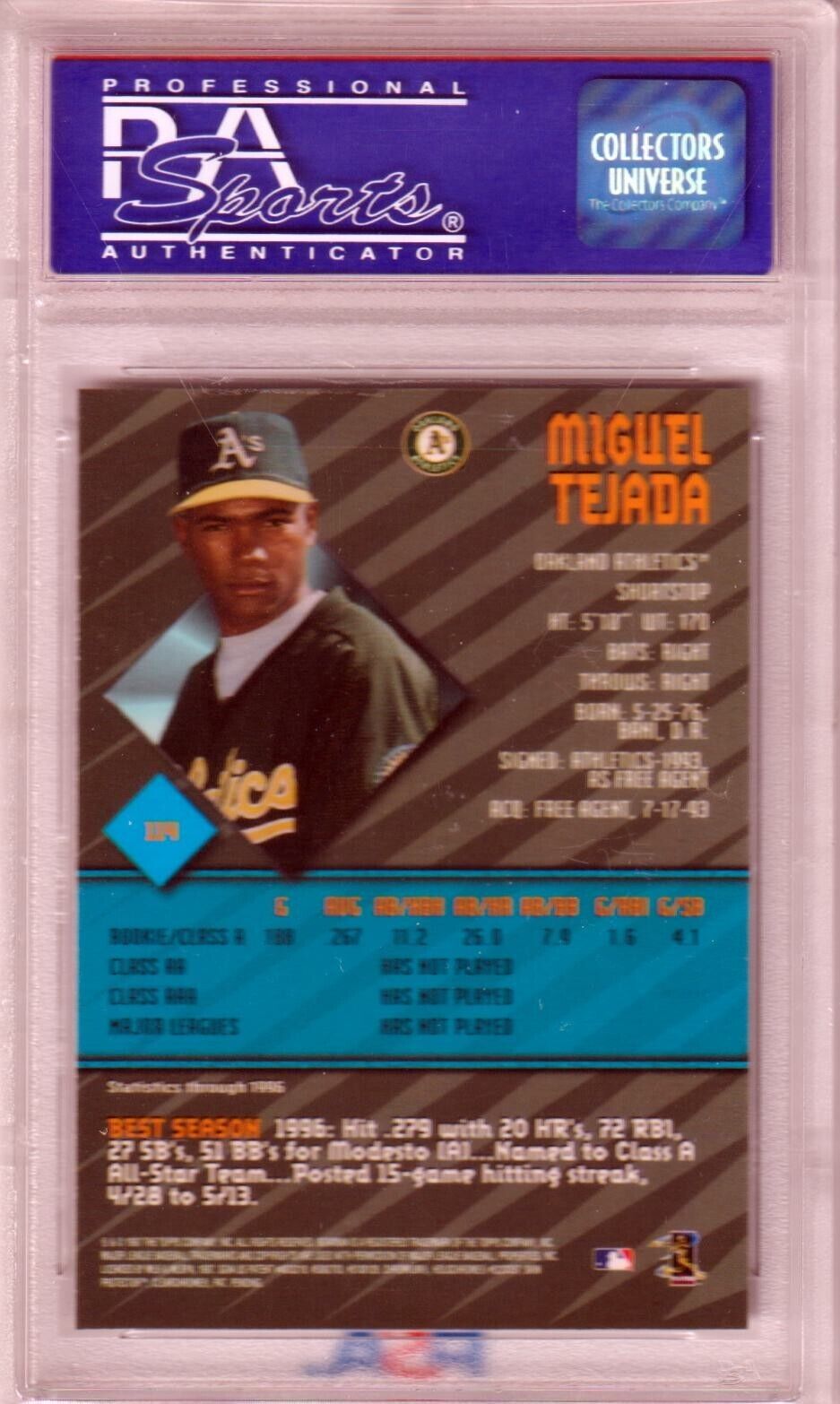 MIGUEL TEJADA 1997 Bowman's Best RC Rookie #114 PSA 10 GEM MINT - ATHLETICS - Columbia Hobby - Sports Card Boxes - Toploaders - Card Savers
