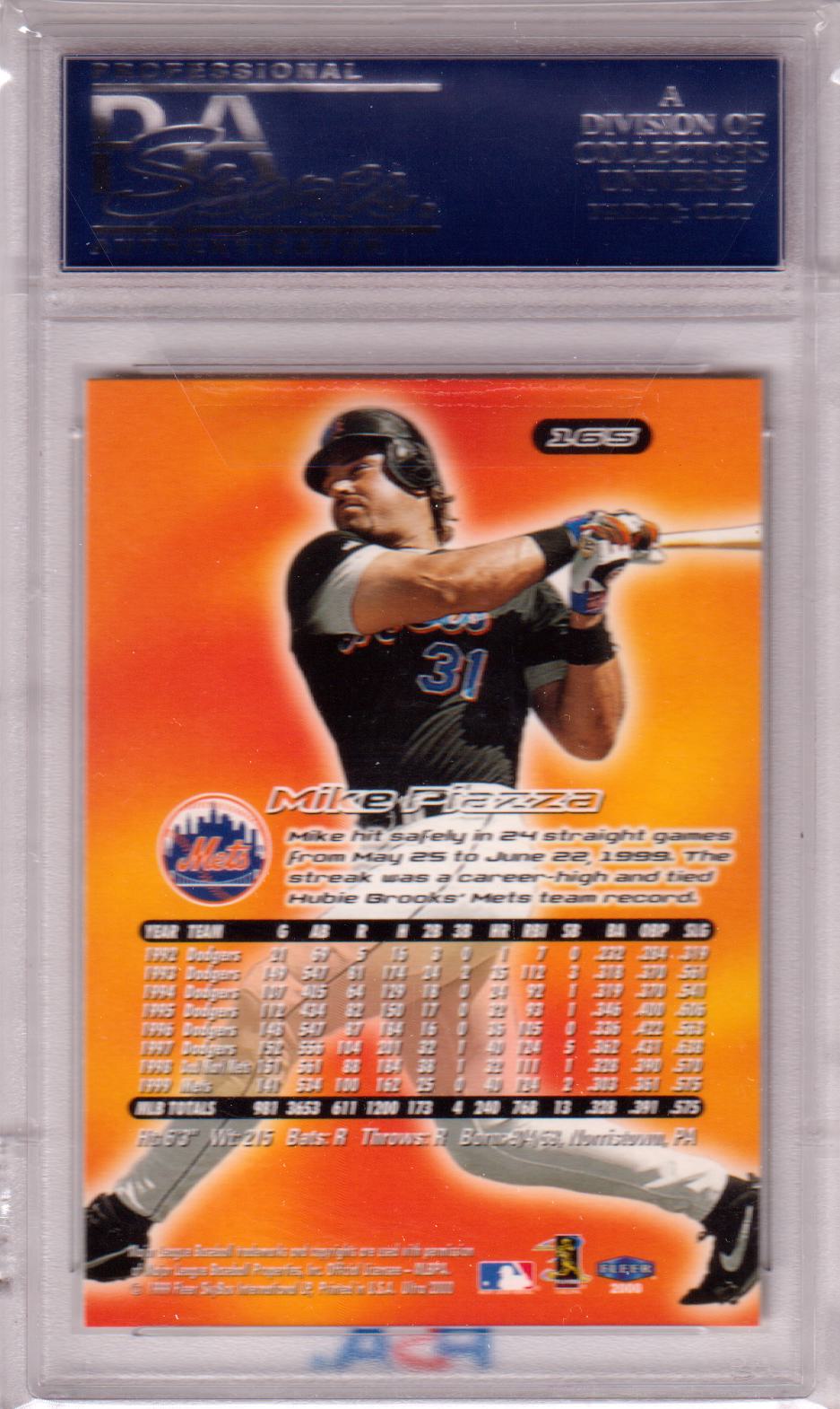 MIKE PIAZZA 2000 Ultra #165 PSA 9 MINT - METS - POP 1 - Columbia Hobby - Sports Card Boxes - Toploaders - Card Savers