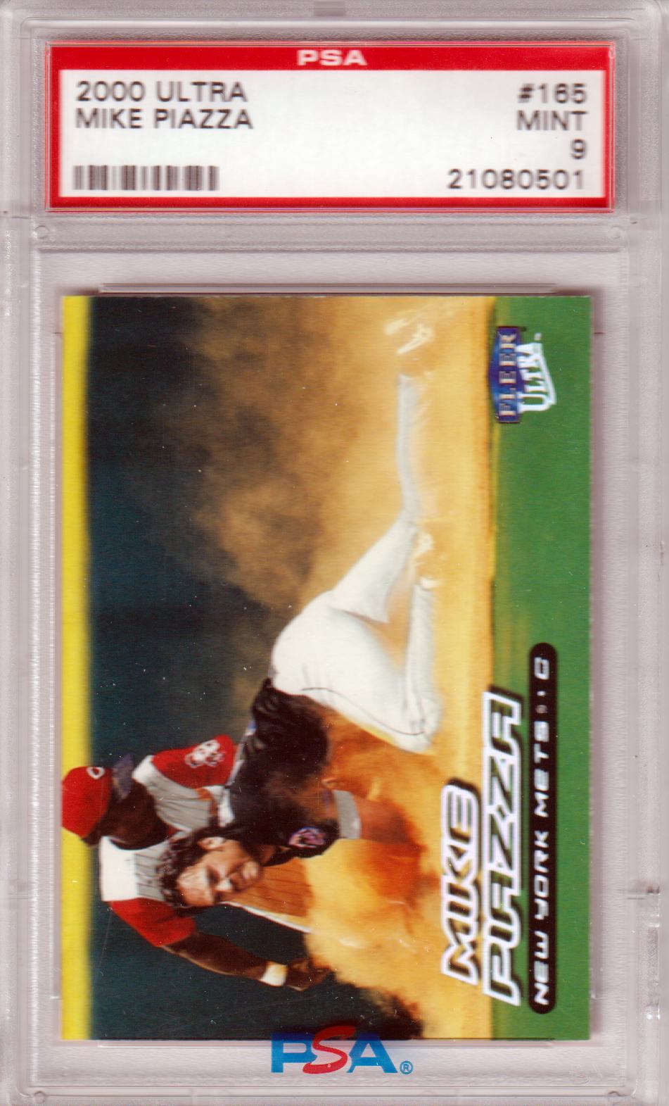 MIKE PIAZZA 2000 Ultra #165 PSA 9 MINT - METS - POP 1 - Columbia Hobby - Sports Card Boxes - Toploaders - Card Savers