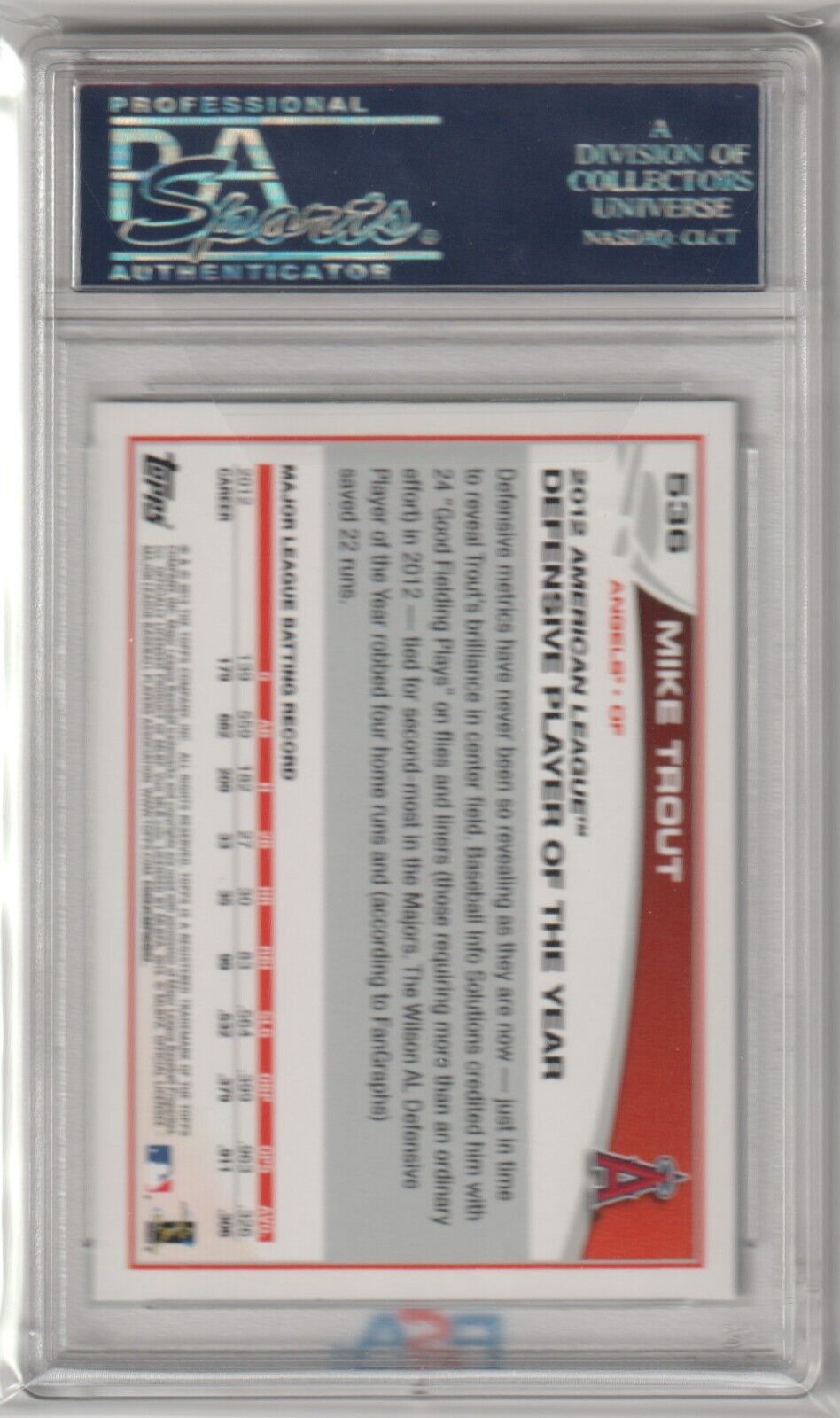 MIKE TROUT 2013 Topps Emerald #536 PSA 10 GEM MINT - ANGELS - Columbia Hobby - Sports Card Boxes - Toploaders - Card Savers