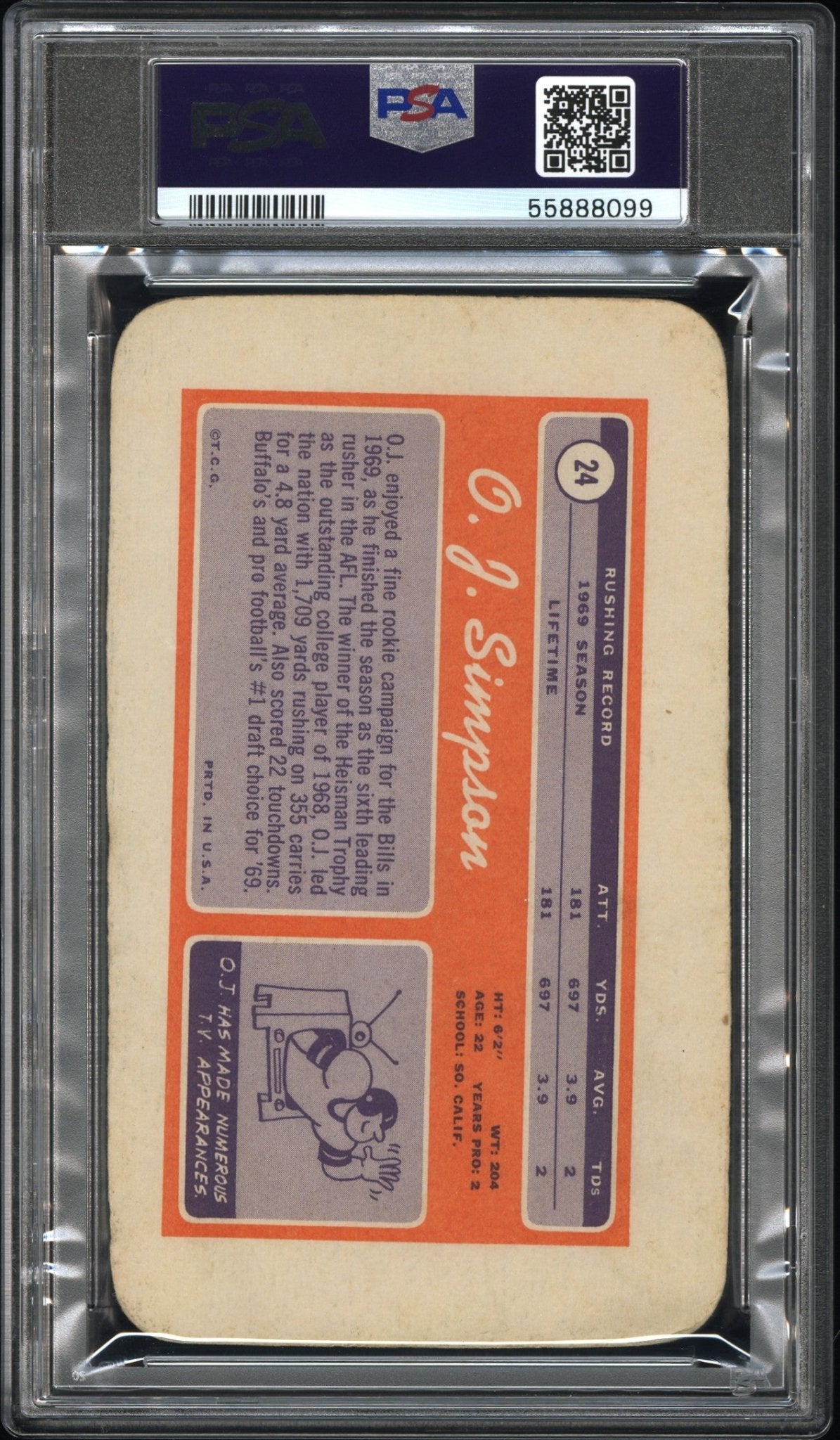 O. J. SIMPSON 1970 Topps Super RC ROOKIE #24 PSA 6 EX - MT - BILLS - Columbia Hobby - Sports Card Boxes - Toploaders - Card Savers