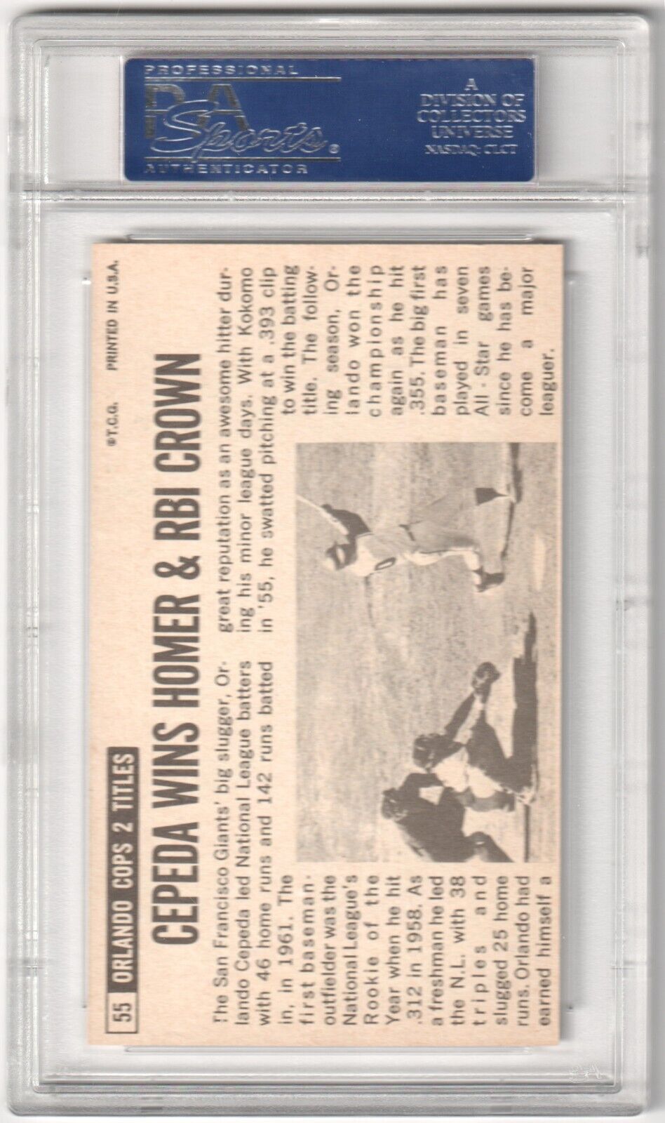 ORLANDO CEPEDA 1964 Topps Giants #55 PSA 8 NM - MT - GIANTS - Columbia Hobby - Sports Card Boxes - Toploaders - Card Savers