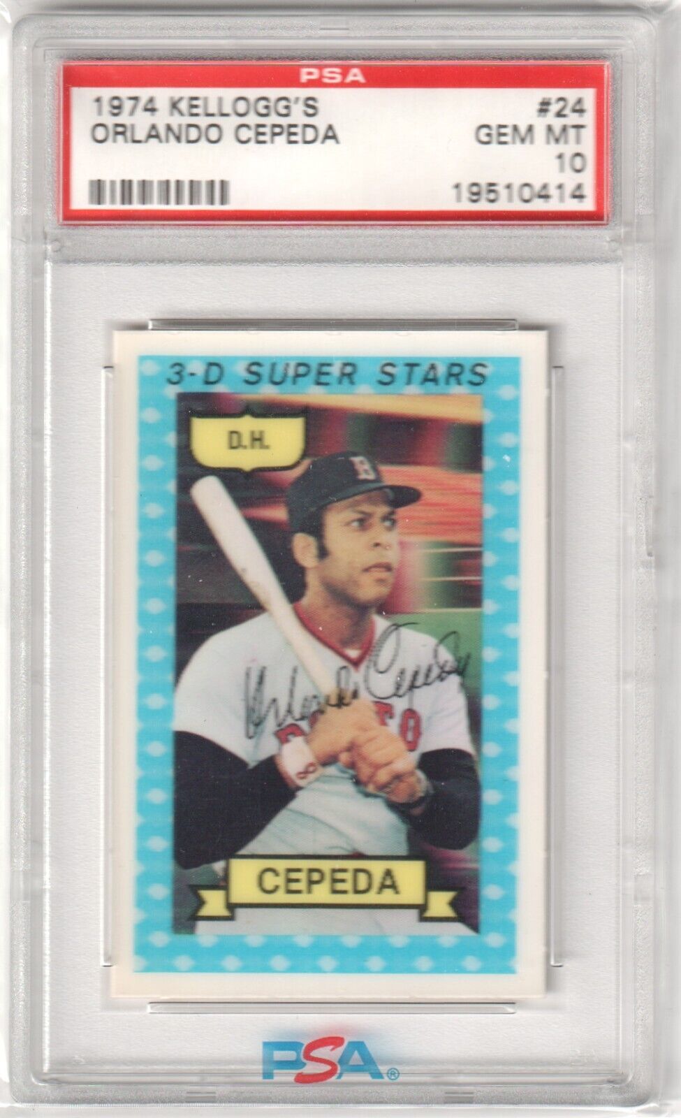 ORLANDO CEPEDA 1974 Kellogg's 3 - D Super Stars #24 PSA 10 GEM MINT - BRAVES - Columbia Hobby - Sports Card Boxes - Toploaders - Card Savers
