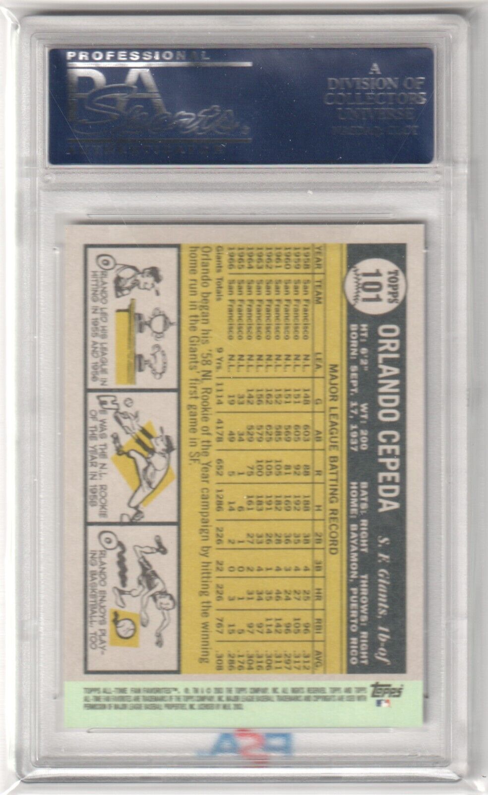ORLANDO CEPEDA 2003 Tops All - Time Autograph Auto #101 PSA 10 GEM MINT - GIANTS - Columbia Hobby - Sports Card Boxes - Toploaders - Card Savers