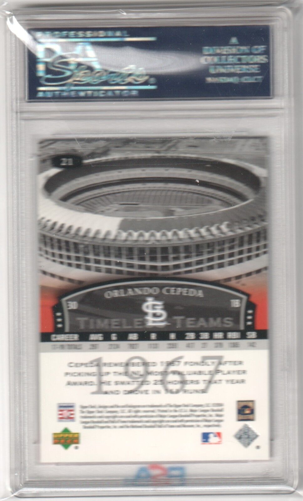 ORLANDO CEPEDA 2004 Upper Deck Legends Timeless Teams PSA 10 GEM MINT CARDINALS - Columbia Hobby - Sports Card Boxes - Toploaders - Card Savers