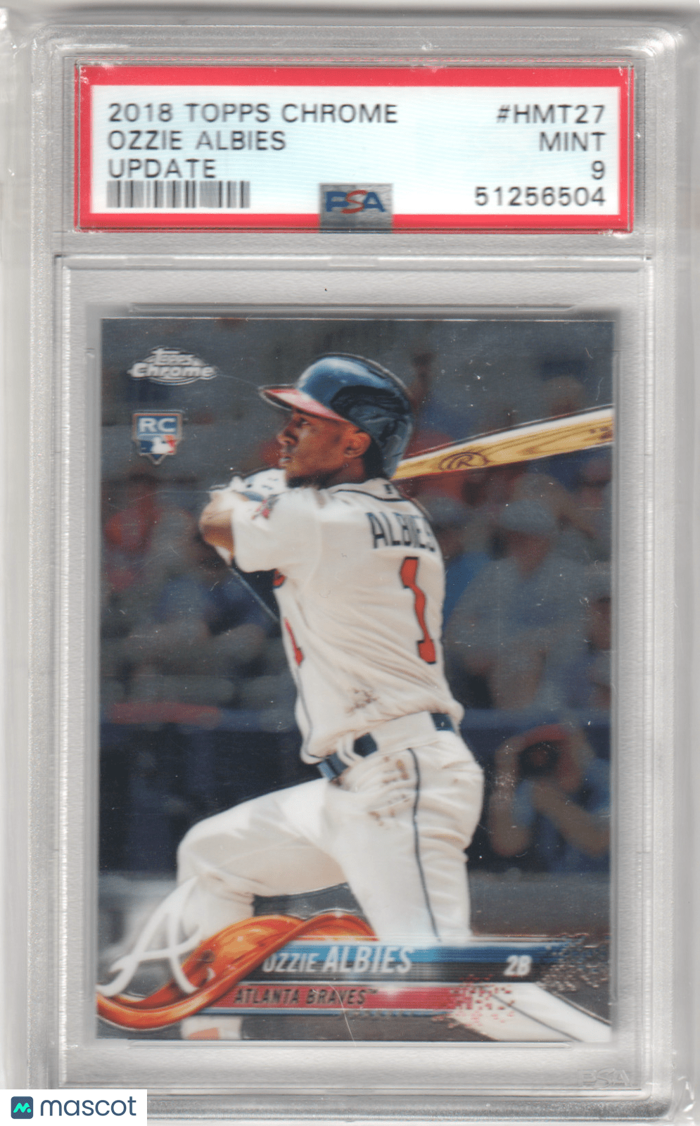 OZZIE ALBIES 2018 Topps Chrome Update RC Rookie HMT27 PSA 9 MINT - BRAVES - Columbia Hobby - Sports Card Boxes - Toploaders - Card Savers