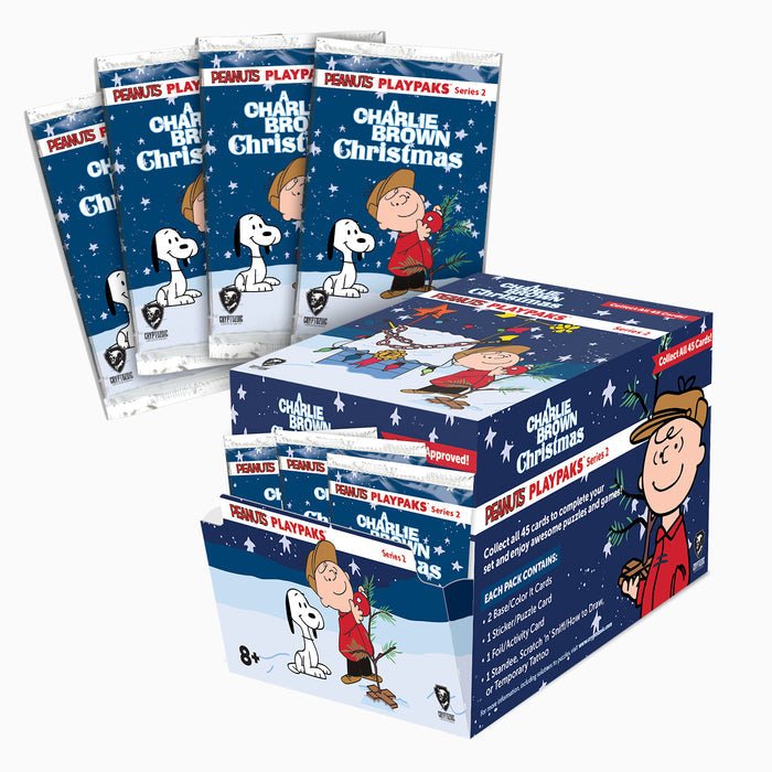 Peanuts Playpaks: A Charlie Brown Christmas Gravity Feed Box | Columbia Sports Cards - Columbia Hobby - Sports Card Boxes - Toploaders - Card Savers