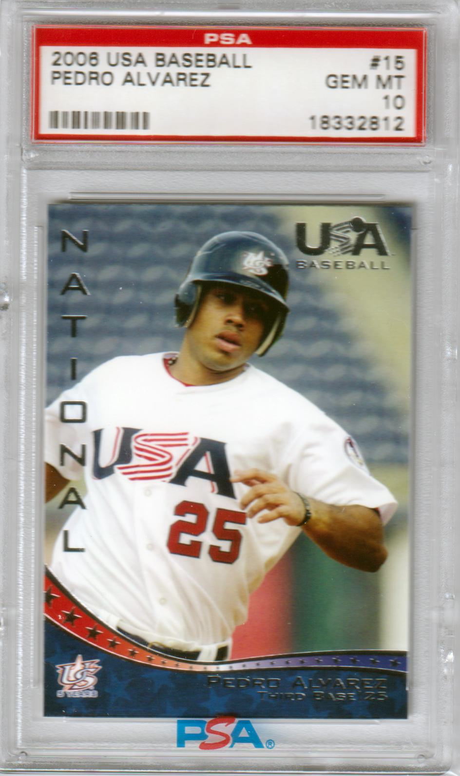 PEDRO ALVAREZ 2006 Usa Baseball RC Rookie #15 PSA 10 GEM MINT - PIRATES Pop 6 - Columbia Hobby - Sports Card Boxes - Toploaders - Card Savers