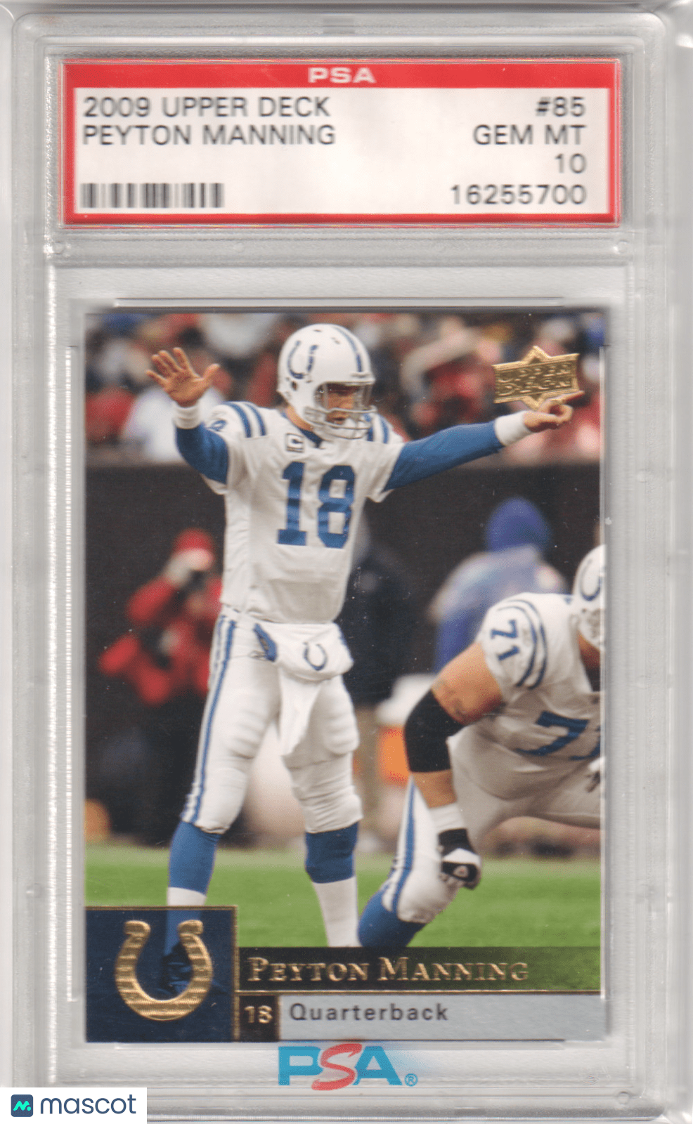PEYTON MANNING 2009 Upper Deck 85 PSA 10 GEM MINT - COLTS - Columbia Hobby - Sports Card Boxes - Toploaders - Card Savers