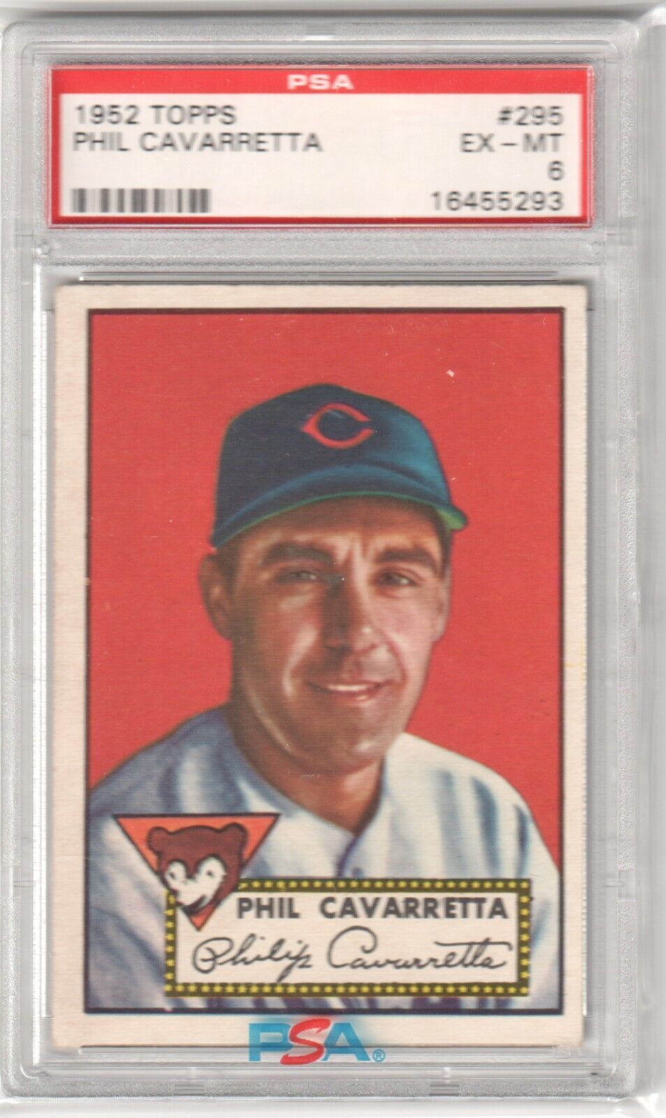 PHIL CAVARRETTA 1952 Topps #295 PSA 6 EX - MT - CUBS - Columbia Hobby - Sports Card Boxes - Toploaders - Card Savers