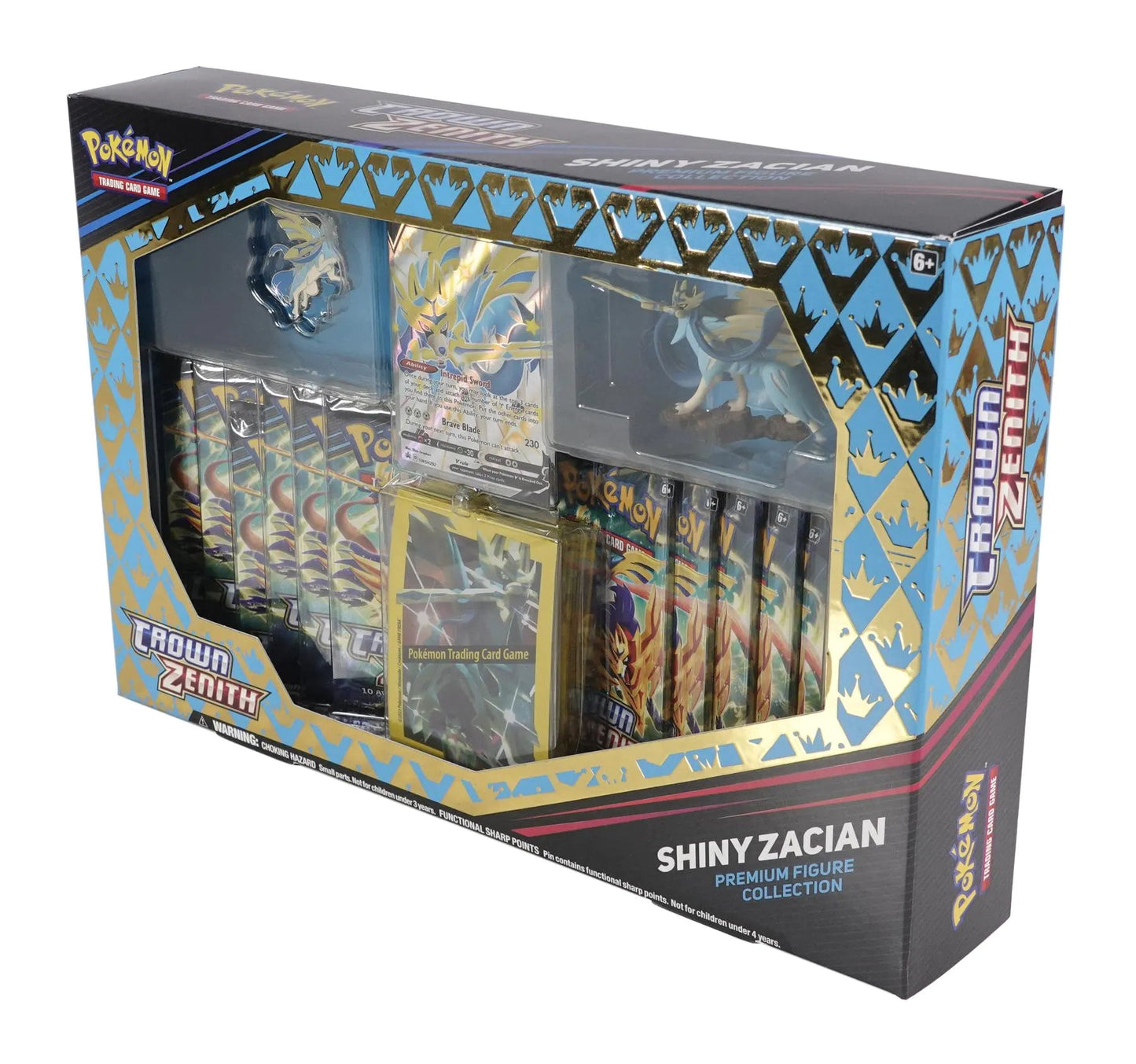 Pokémon Crown Zenith Premium Figure Collection Shiny Zacian - BLUE - Columbia Hobby - Sports Card Boxes - Toploaders - Card Savers