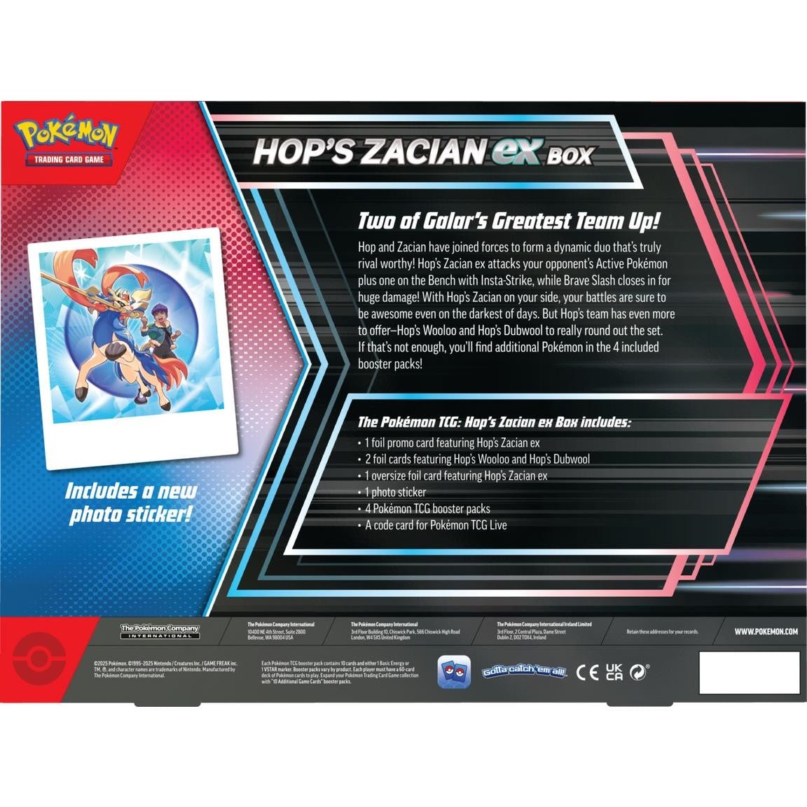 Pokemon Hop's Zacian EX Box - Columbia Hobby - Sports Card Boxes - Toploaders - Card Savers