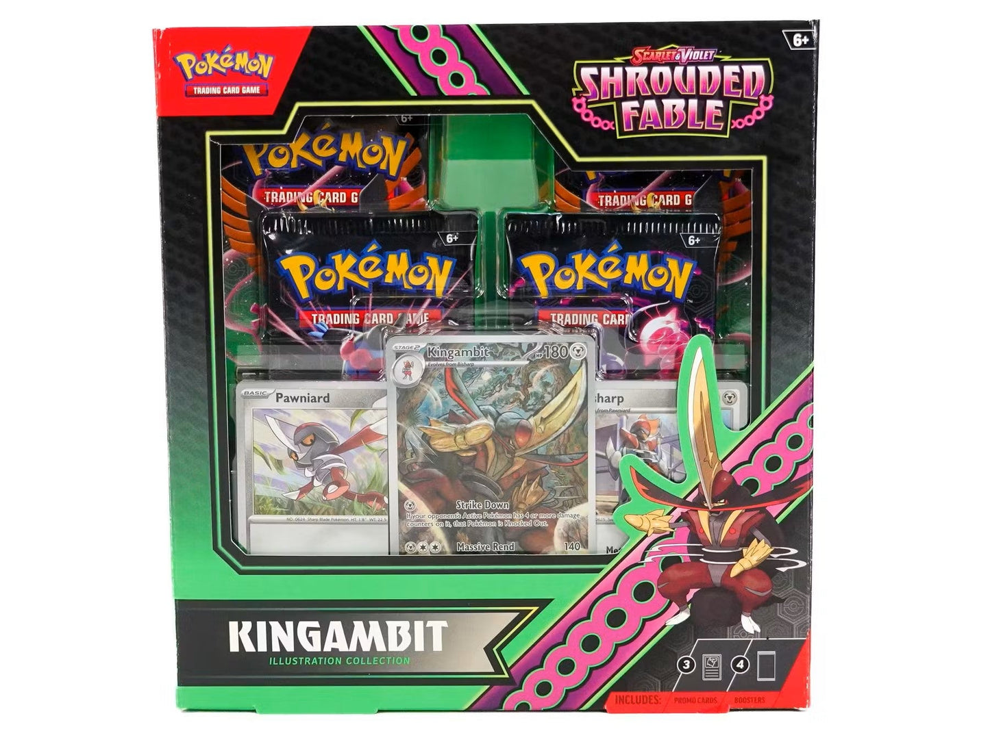 Pokemon Scarlet & Violet: Shrouded Fable Kingambit Illustration Collection Box - Columbia Hobby - Sports Card Boxes - Toploaders - Card Savers