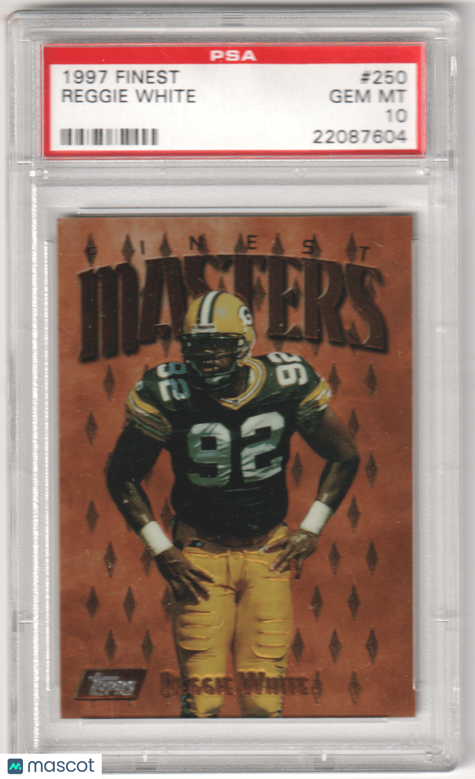 REGGIE WHITE 1997 Topps Finest 250 PSA 10 GEM MINT - PACKERS - Columbia Hobby - Sports Card Boxes - Toploaders - Card Savers