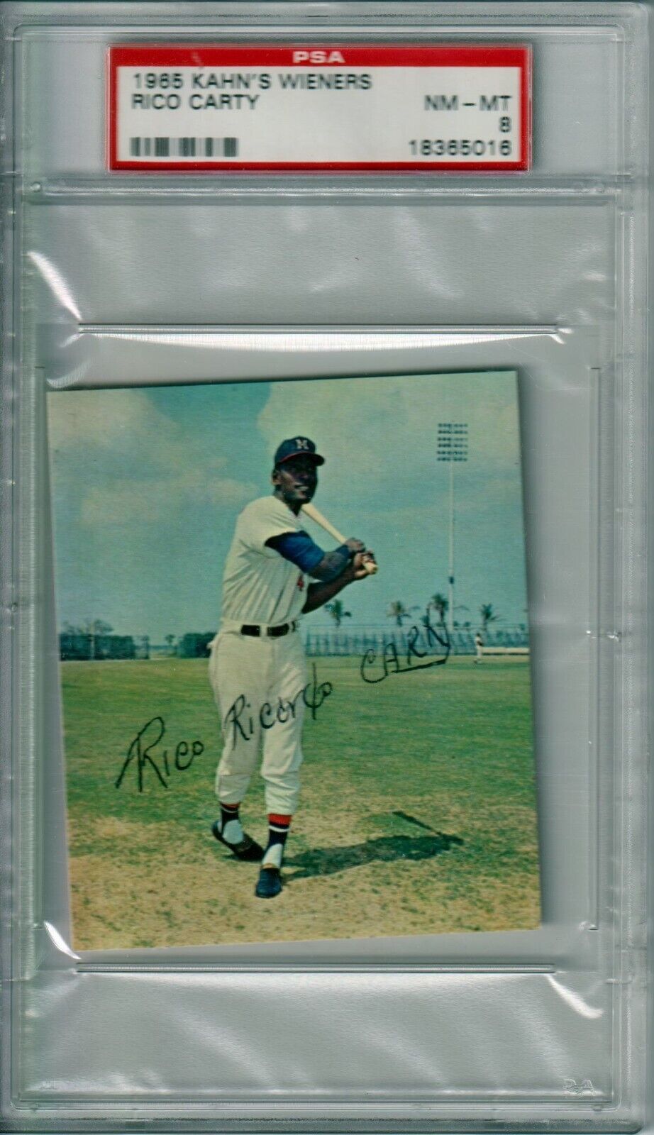 RICO CARTY 1965 Kahn's Wieners PSA 9 MINT - BRAVES - Columbia Hobby - Sports Card Boxes - Toploaders - Card Savers