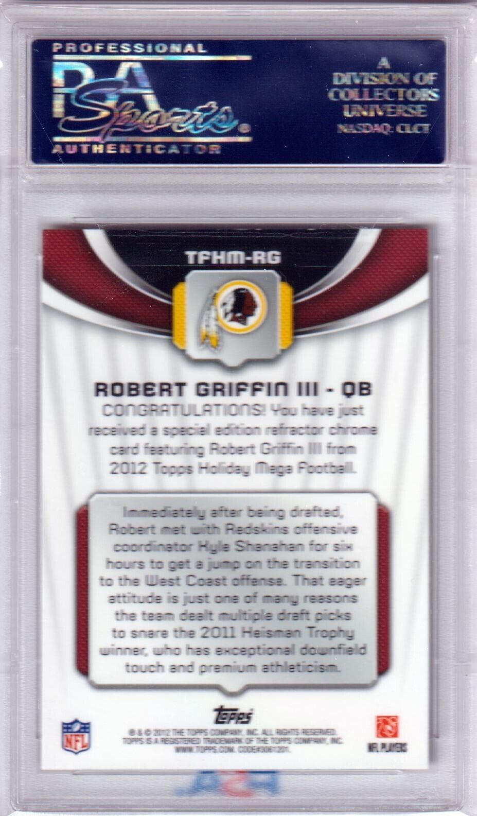 ROBERT GRIFFIN III 2012 Topps Holiday Mega Rookie Refractor #RG PSA 10 REDSKINS - Columbia Hobby - Sports Card Boxes - Toploaders - Card Savers