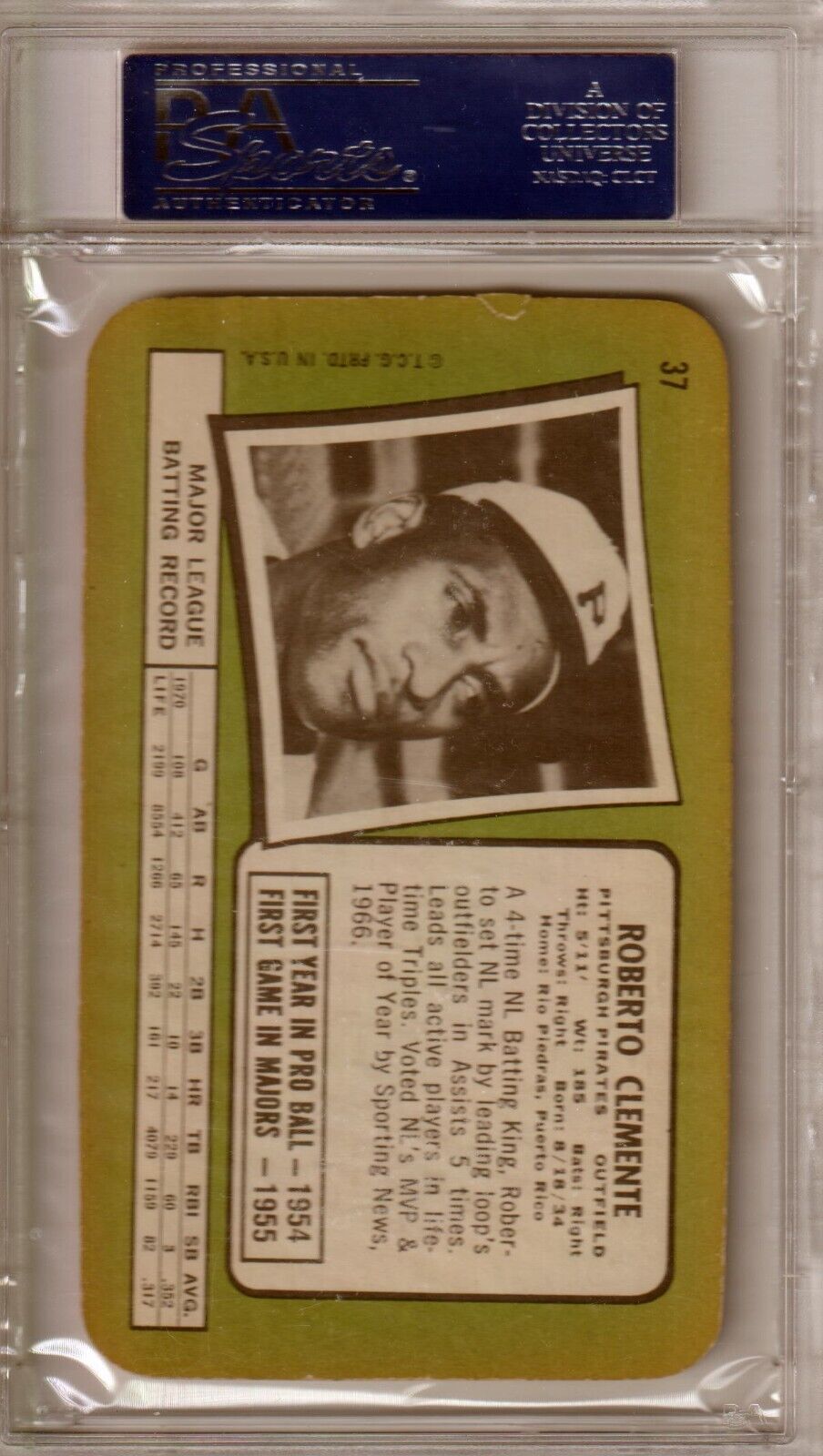 ROBERTO CLEMENTE 1971 Topps Super #37 PSA 6 EX - MT - PIRATES - Columbia Hobby - Sports Card Boxes - Toploaders - Card Savers