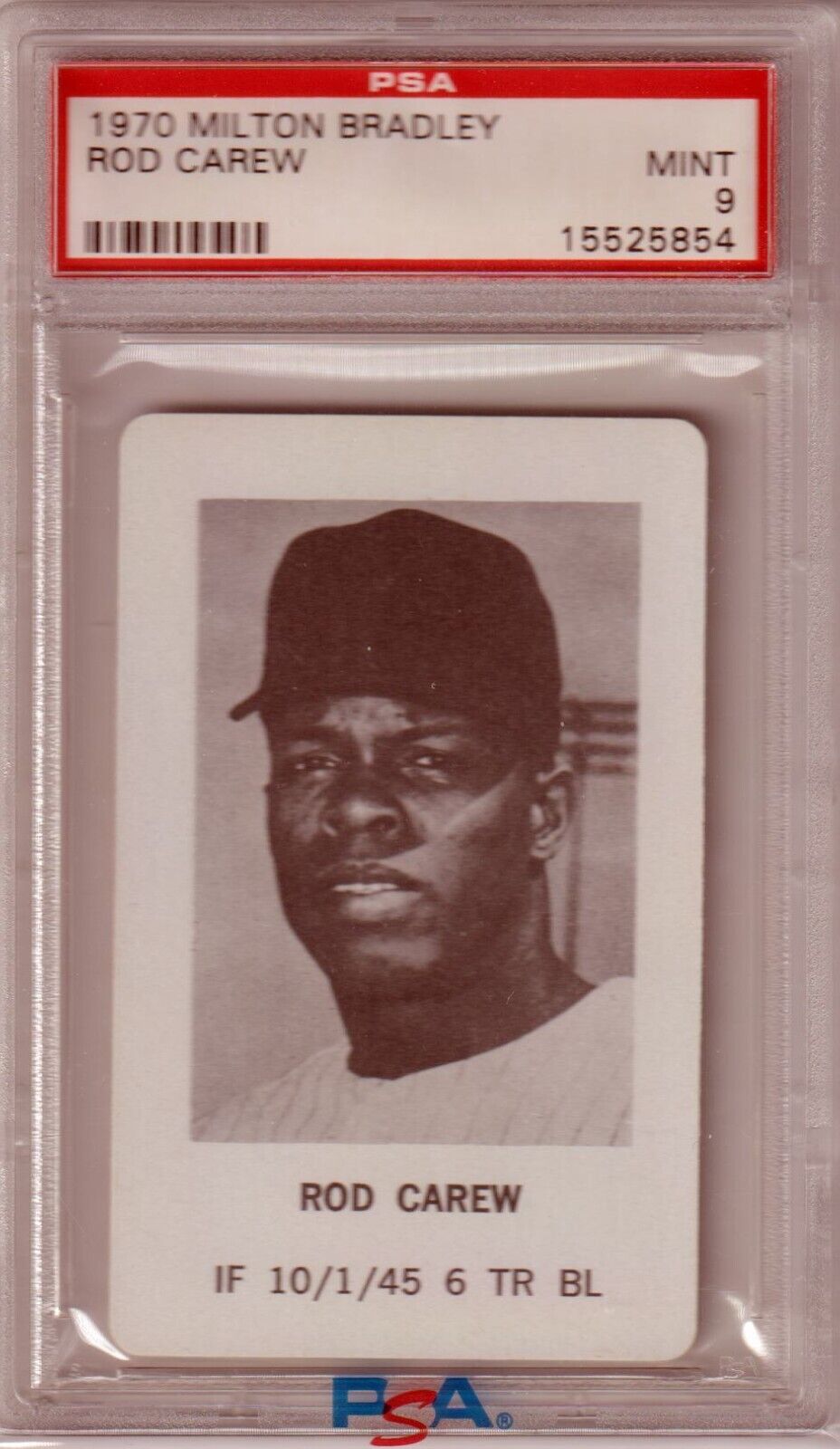 ROD CAREW 1970 MILTON BRADLEY PSA 9 MINT - TWINS - Columbia Hobby - Sports Card Boxes - Toploaders - Card Savers