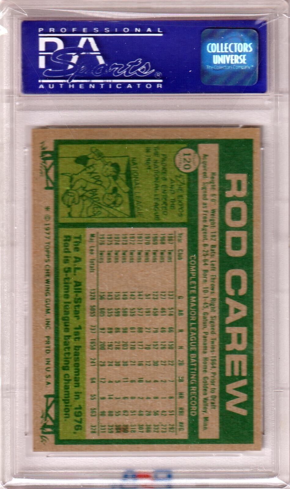 ROD CAREW 1977 Topps #120 PSA 8 NM - MT - TWINS - Columbia Hobby - Sports Card Boxes - Toploaders - Card Savers