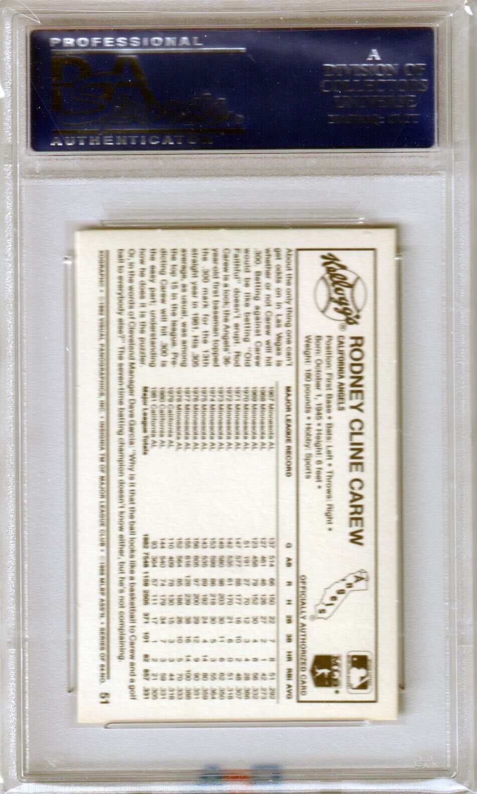 ROD CAREW 1982 Kellogg's 3 - D Super Stars #51 PSA 9 MINT - ANGELS - Columbia Hobby - Sports Card Boxes - Toploaders - Card Savers