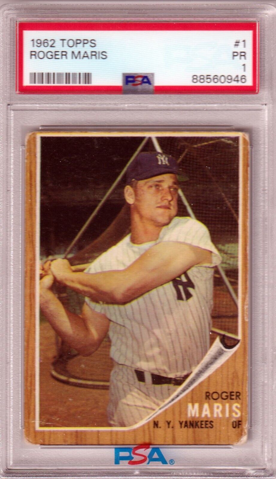 ROGER MARIS 1962 Topps #1 PSA 1 PR - YANKEES - Columbia Hobby - Sports Card Boxes - Toploaders - Card Savers