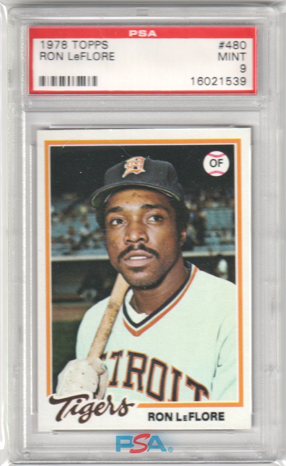 RON LeFLORE 1978 Topps #480 PSA 9 MINT - TIGERS - Columbia Hobby - Sports Card Boxes - Toploaders - Card Savers
