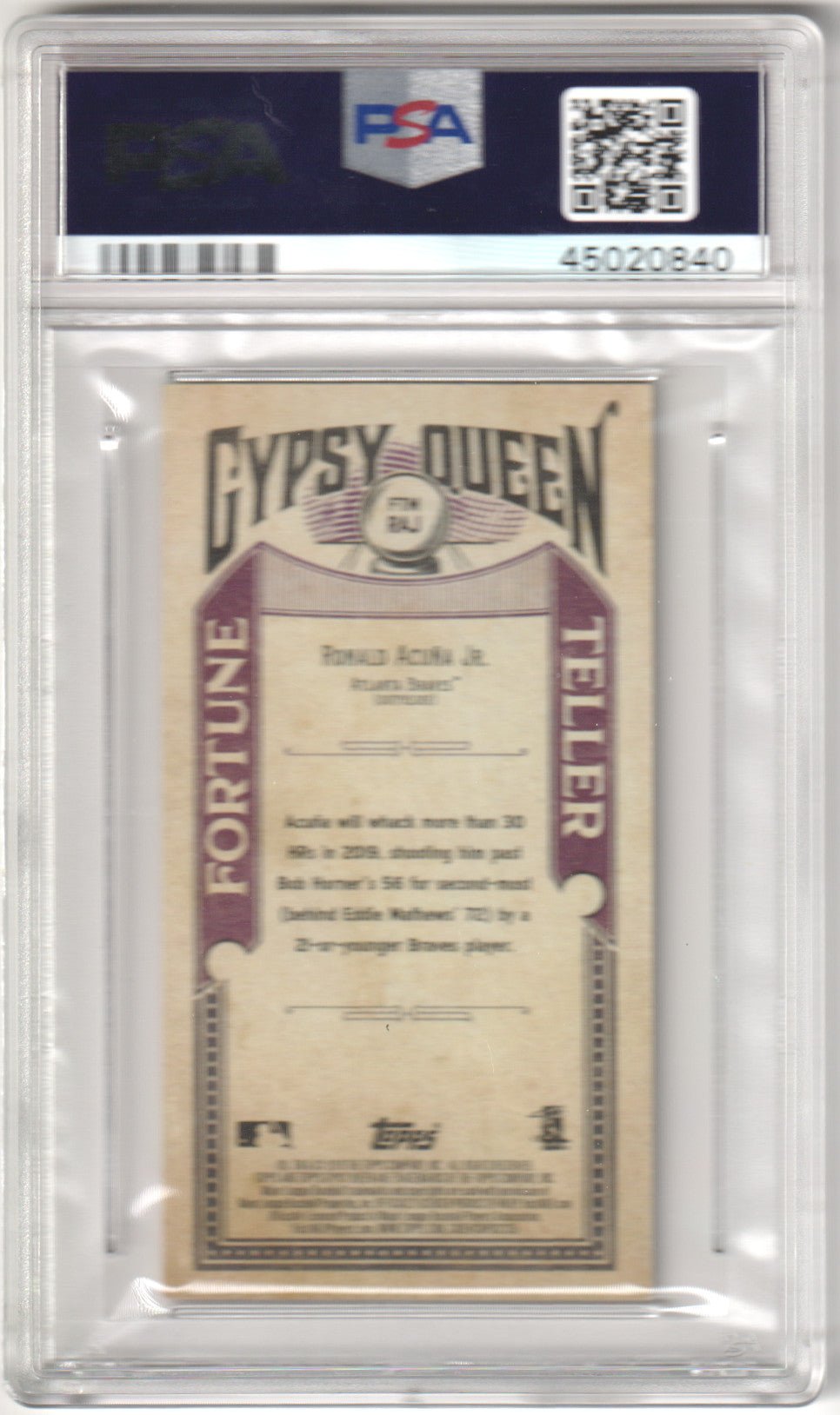 RONALD ACUNA JR. 2019 Topps Gypsy Queen Fortune Teller Mini RAJ PSA 9 MINT - Columbia Hobby - Sports Card Boxes - Toploaders - Card Savers